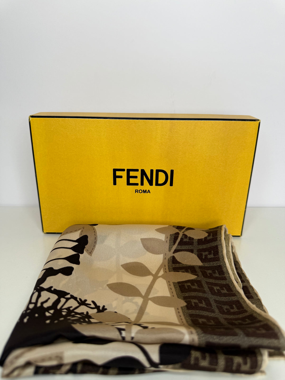 Fendi Zucca Print FF Silk Scarf