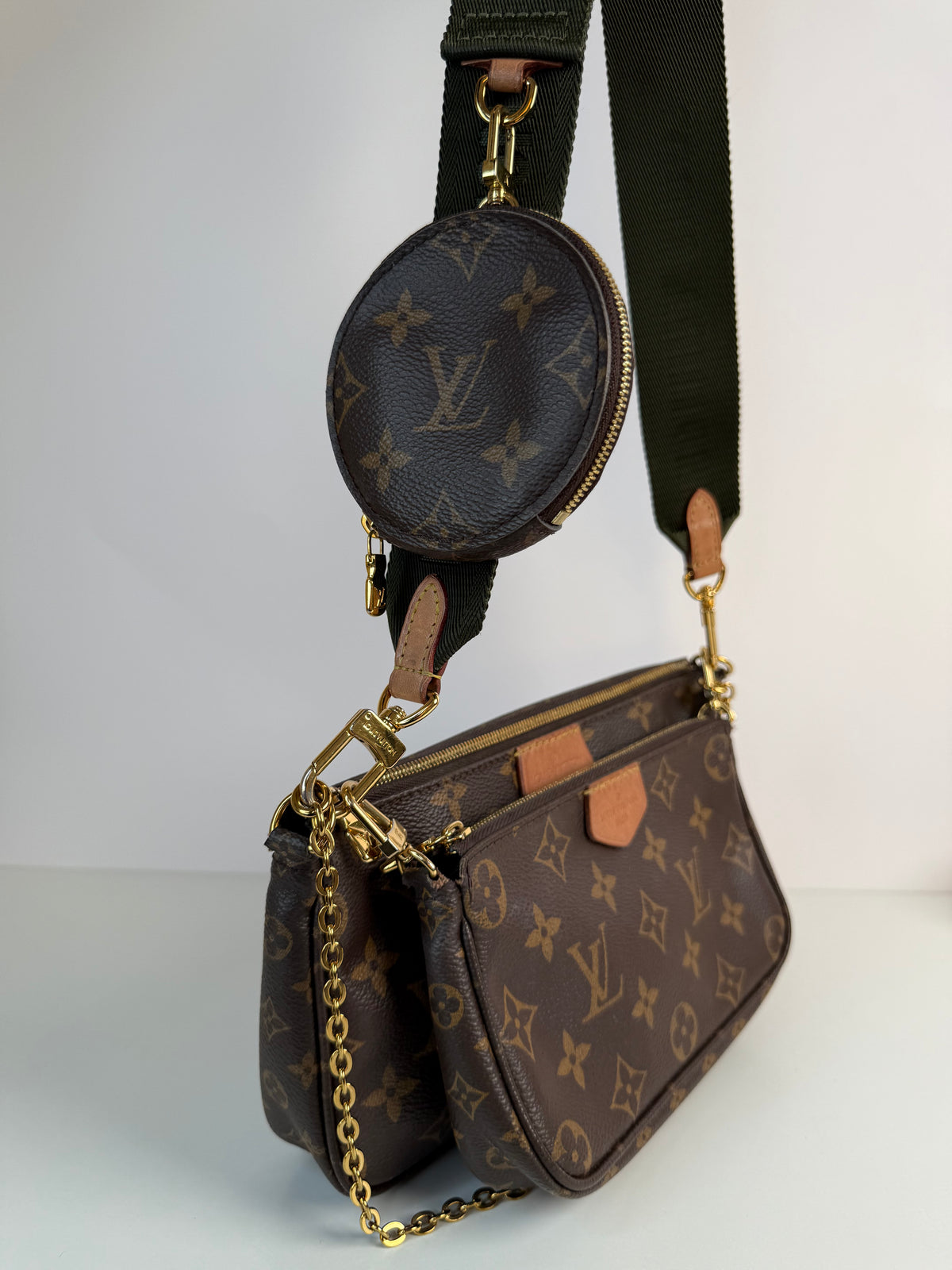 Louis Vuitton Multi Pochette Accessoires Khaki Strap Monogram Canvas