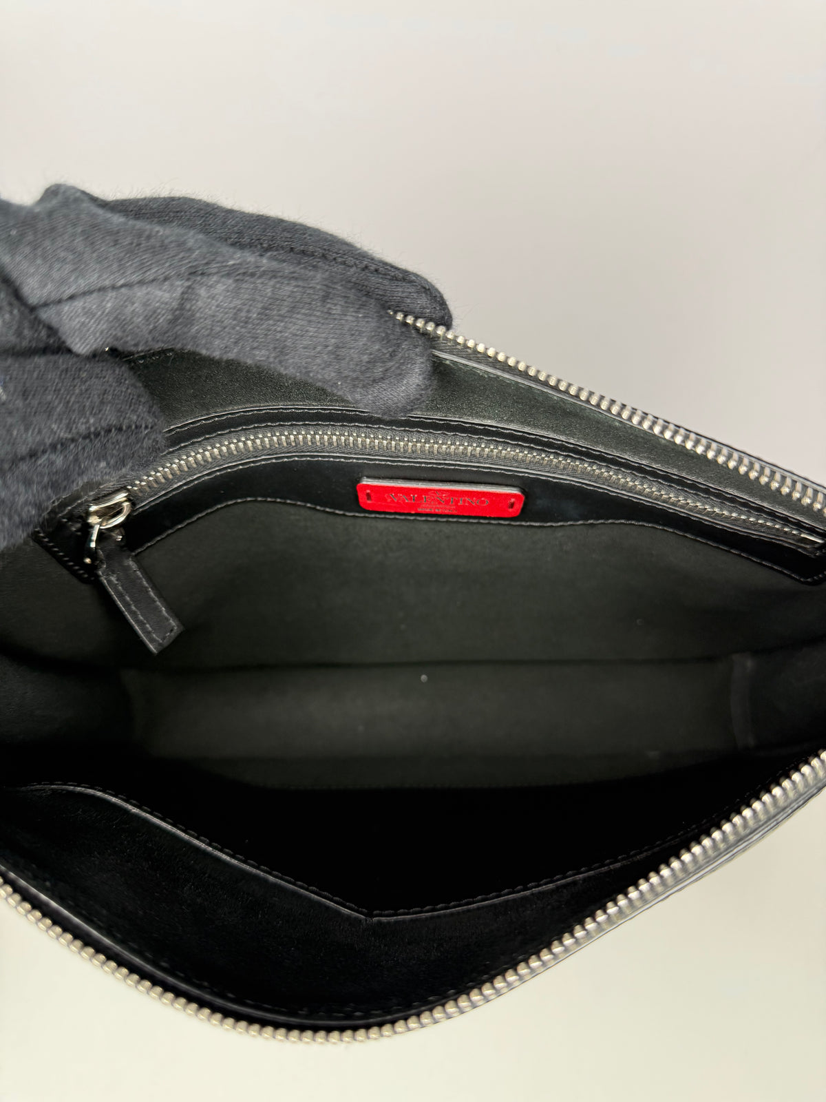 Valentino Garavani Men’s VLTN Calfskin Pouch in Black/White