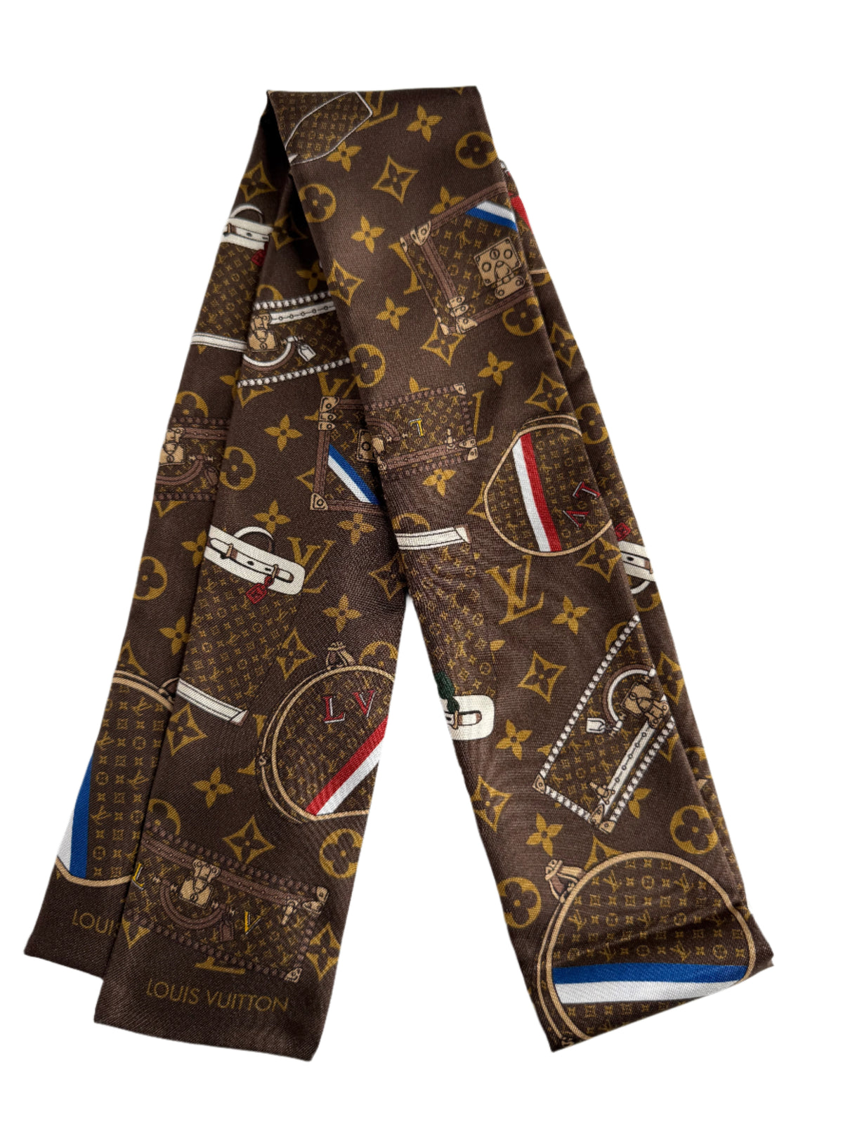 Louis Vuitton Monogram Trunks Silk Bandeau Brown