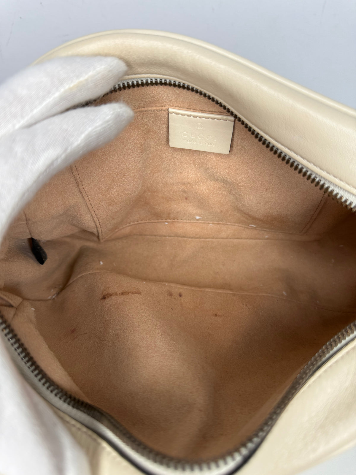 Gucci GG Off Marmont White Leather Small Camera Bag