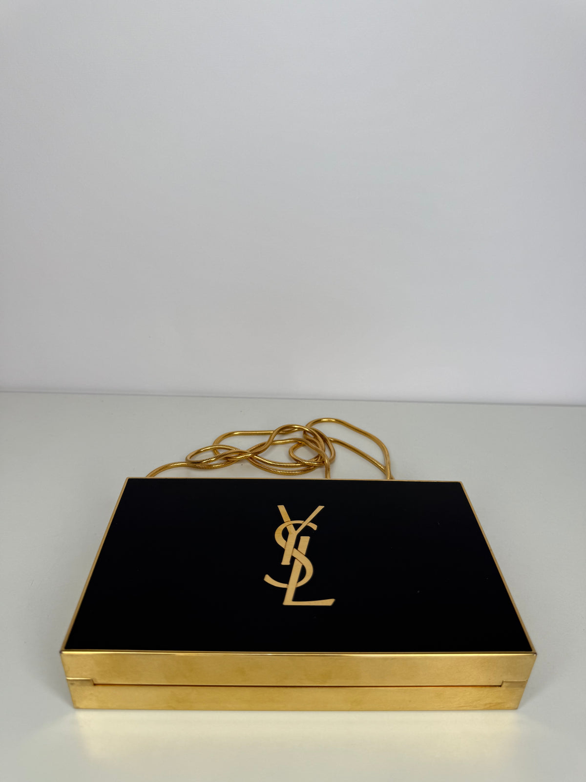 Yves Saint Laurent Plexiglass Minaudiere Tuxedo Box Clutch Black