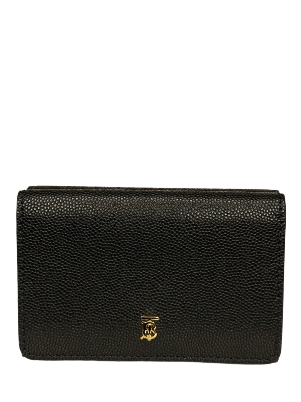 Burberry Black Grained Leather TB Compact Lark Wallet