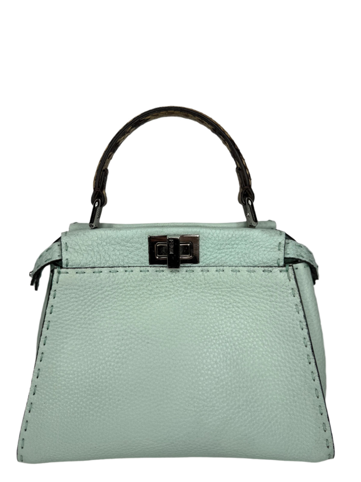 Fendi Mini Peekabbo Selleria Mint Green Python Top Handle