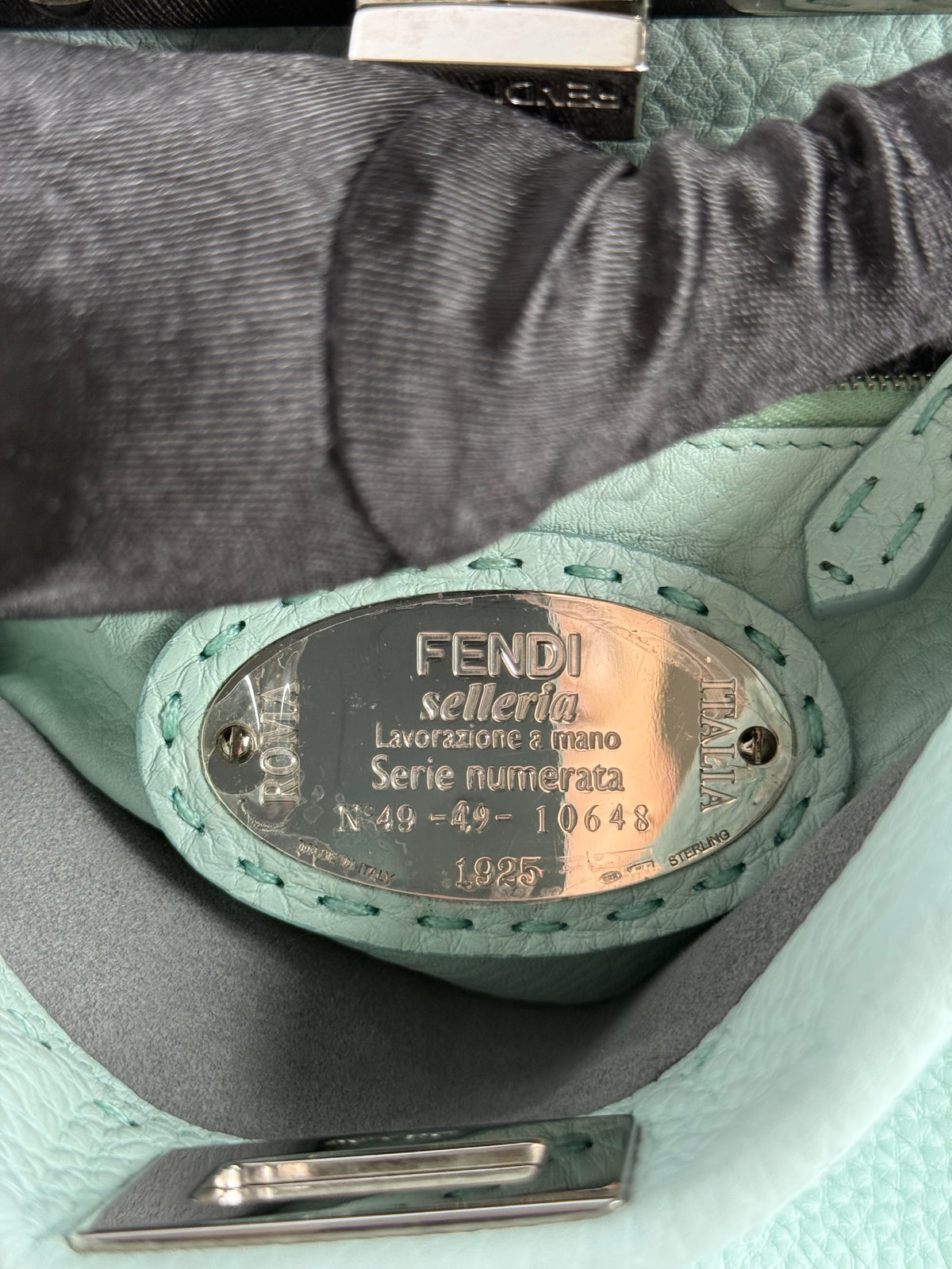 Fendi Mini Peekabbo Selleria Mint Green Python Top Handle