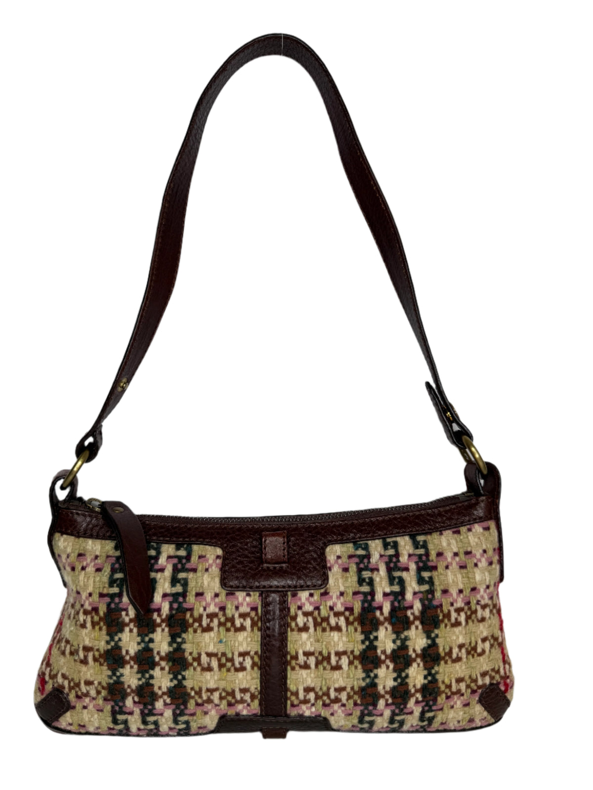 Burberry Multicolor Wool and Leather Shoulder Bag