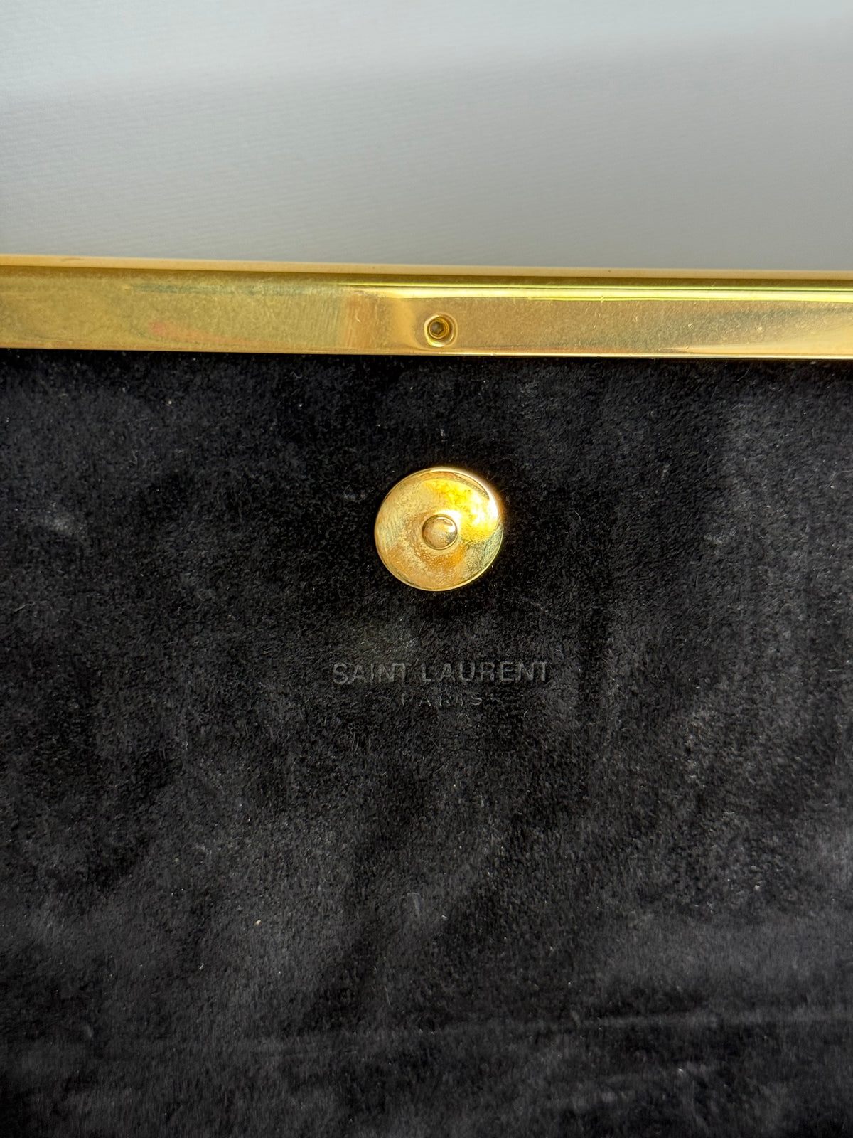 Saint Laurent Lutetia Flap Clutch Snakeskin Embossed Metallic Gold
