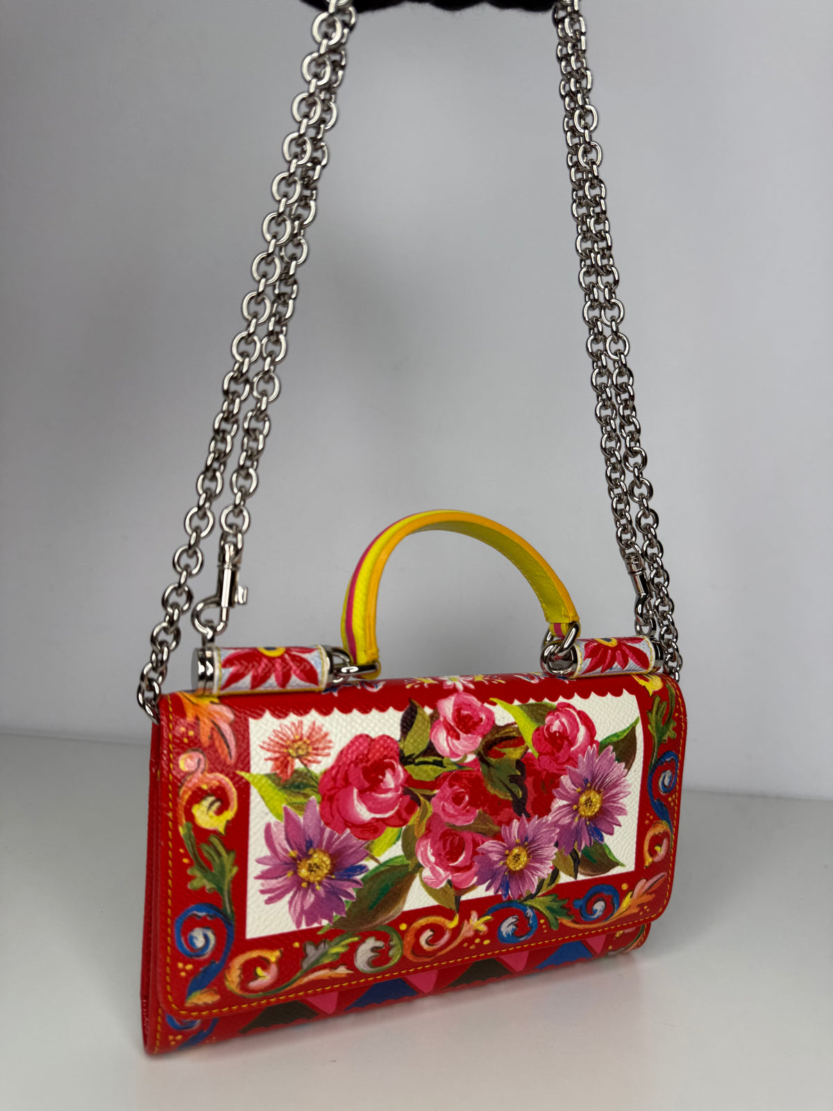 Dolce Gabbana Multicolor Printed Leather Miss Sicily Von Wallet on Chain