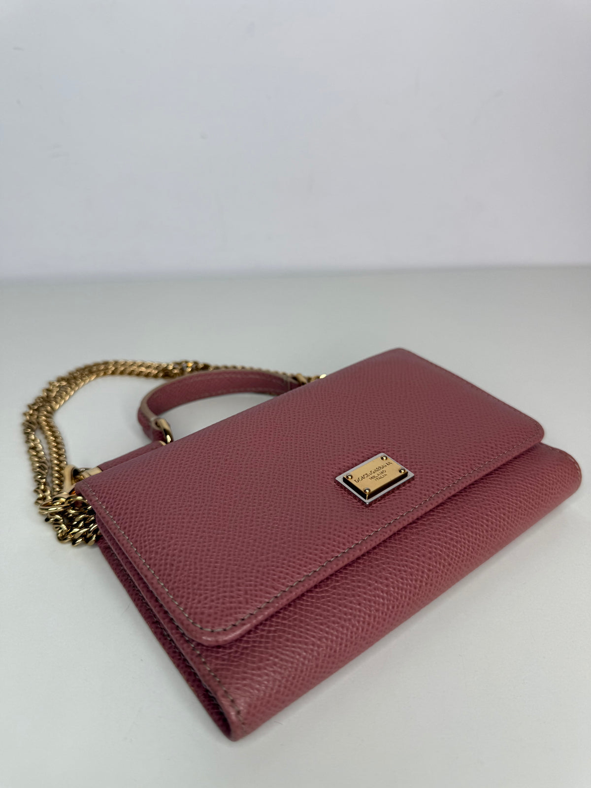 Dolce Gabbana Pink Dauphine Leather Mini Sicily Von Bag