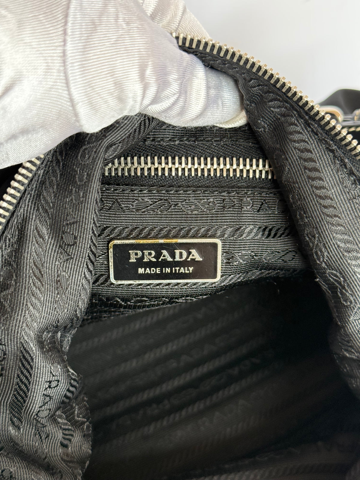 Prada Black Nylon Triangle Logo Shoulder Bag