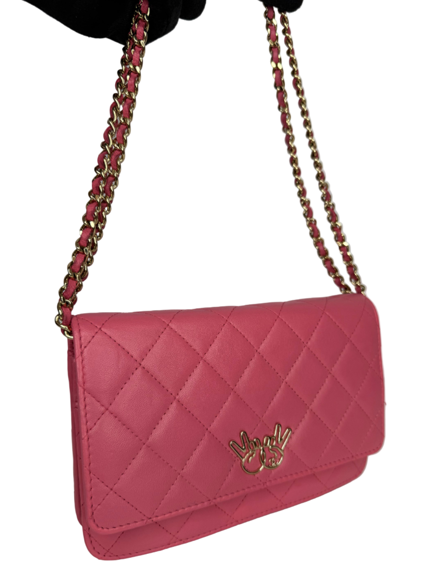 Chanel Pink Quilted Lambskin Emoticon Wallet on Chain