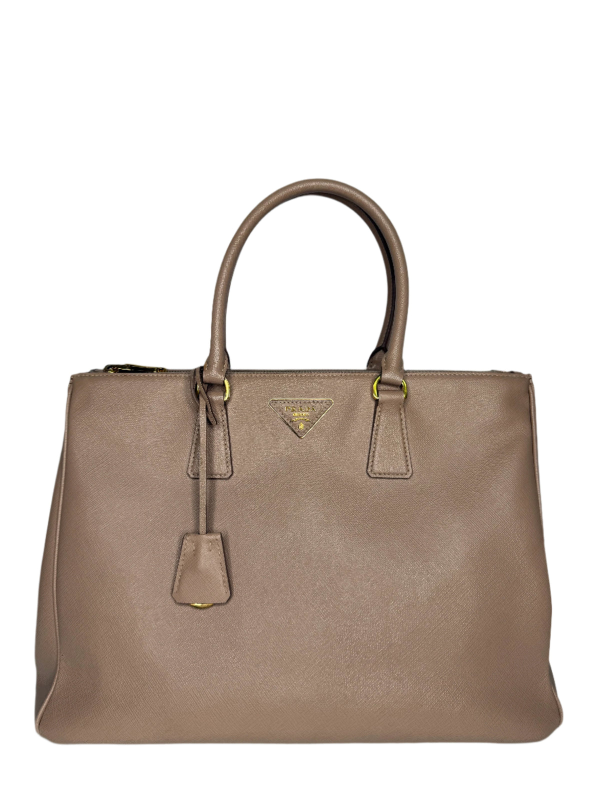 Prada Saffiano Large Galleria Double Zip Tote Beige