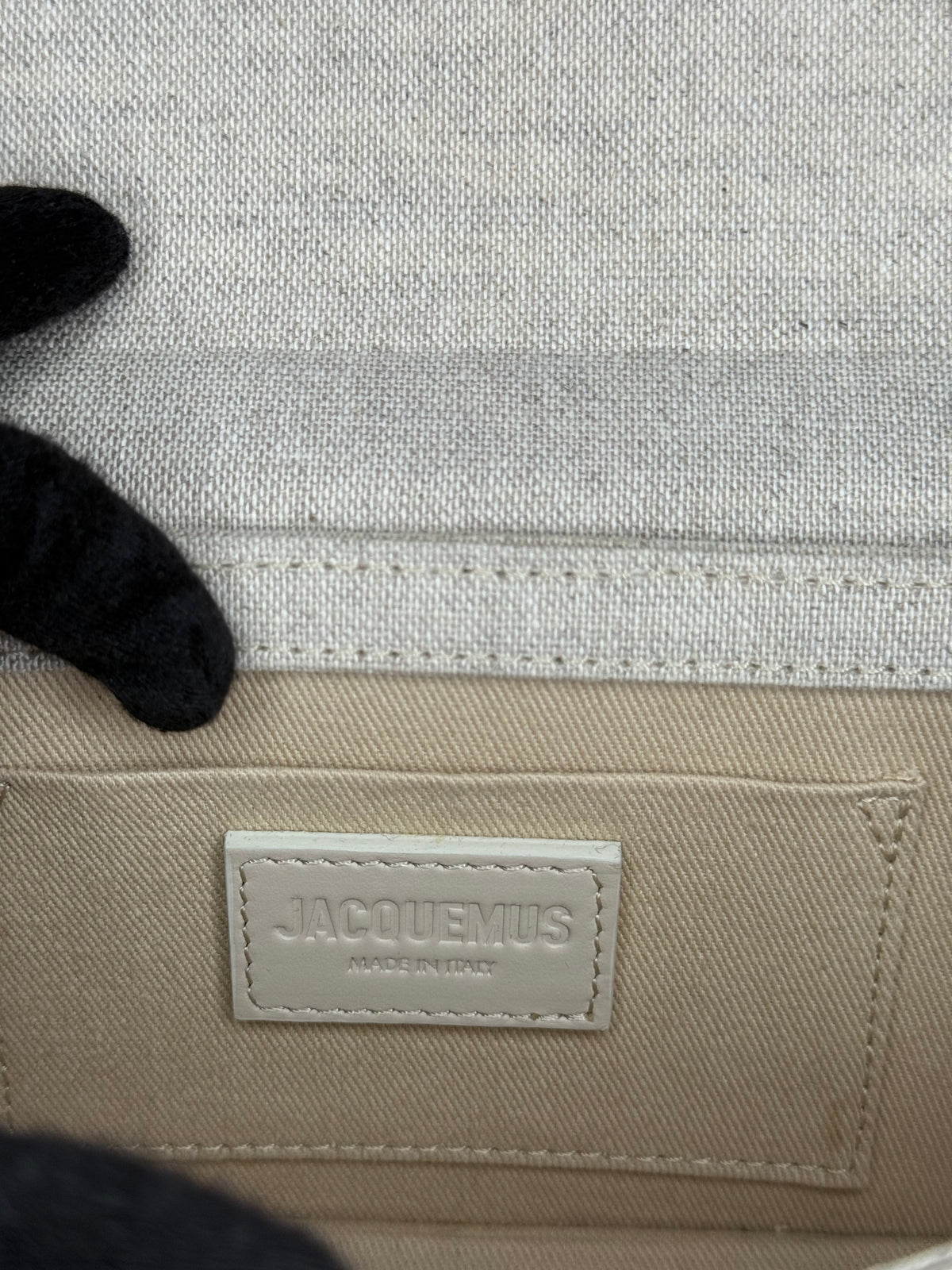 Jacquemus Le Chiquito Long in Beige Canvas Top Handle Bag