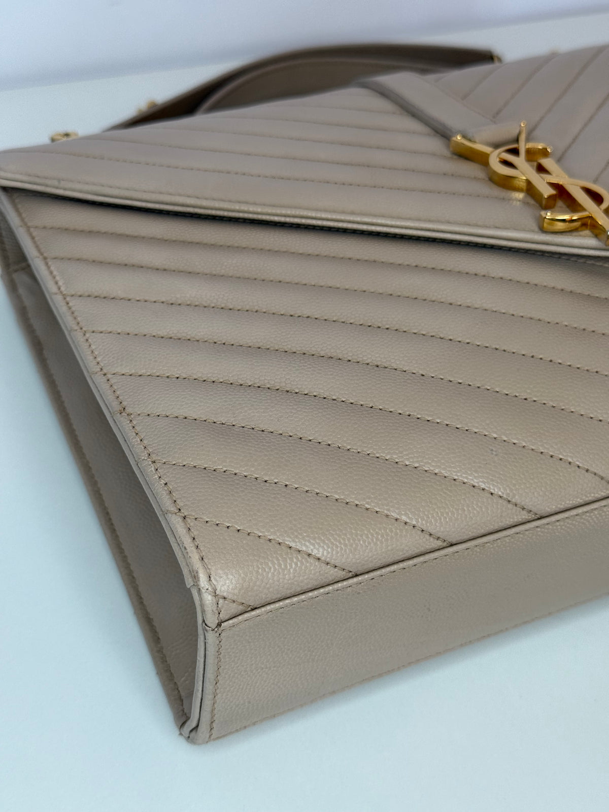 Saint Laurent Beige Grain De Poudre Large Envelope Bag