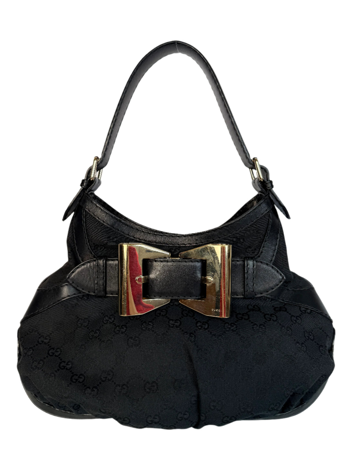 Gucci Black GG Canvas Queen Medium Hobo Bag