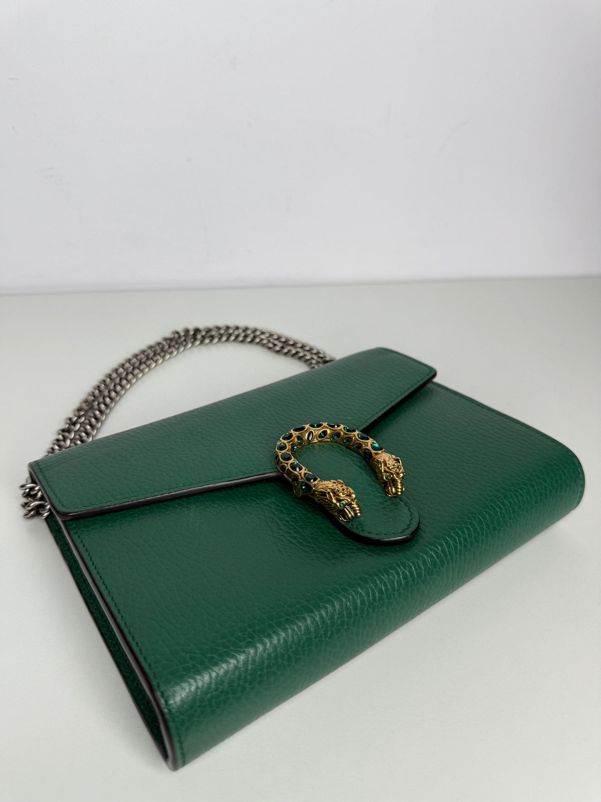 Gucci Emerald Green Leather Dionysus Wallet On Chain