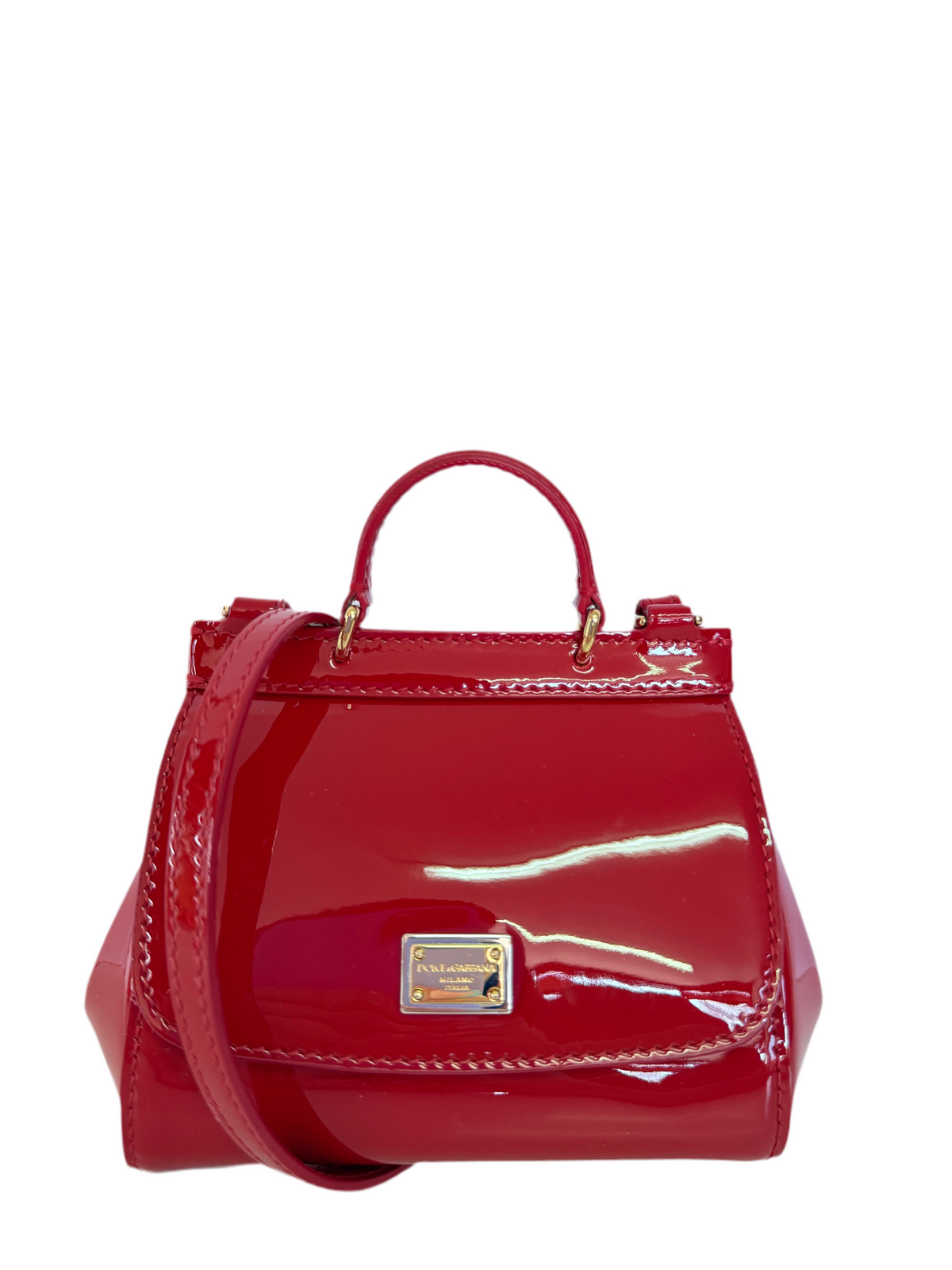 Dolce Gabbana Bambino Mini Sicily Red Patent Leather Crossbody Bag