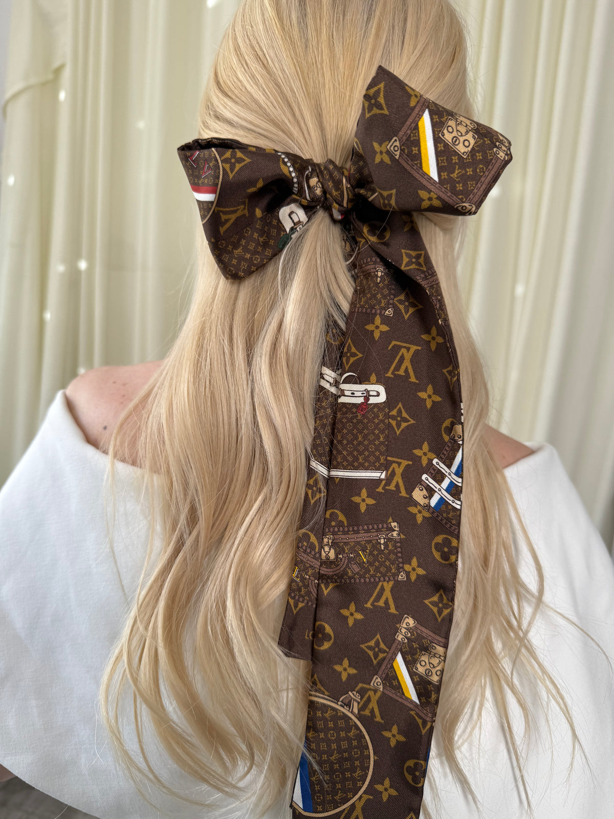 Louis Vuitton Monogram Trunks Silk Bandeau Brown