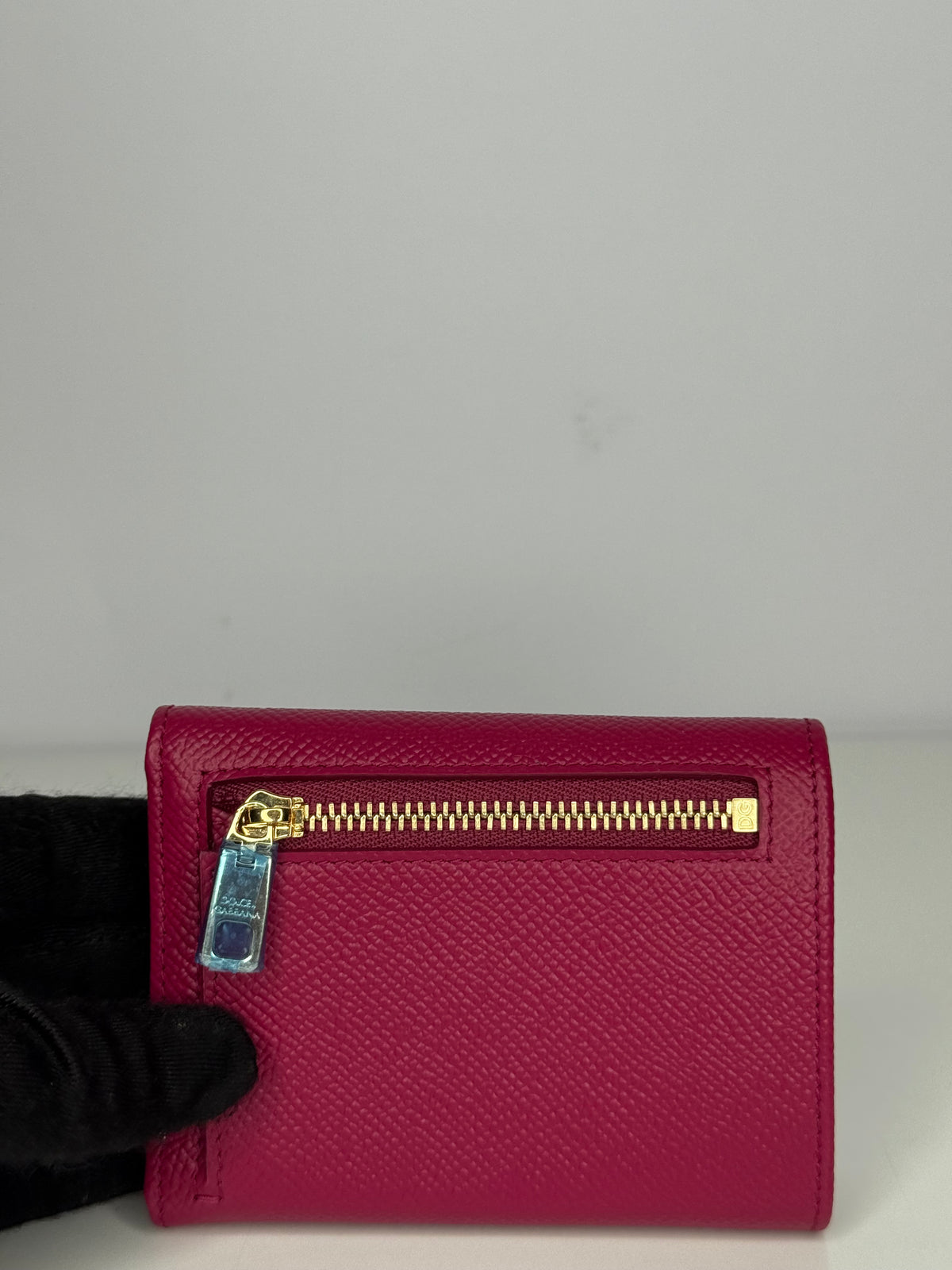 Dolce Gabbana Dauphine Calfskin French-Flap Wallet in Fuchsia