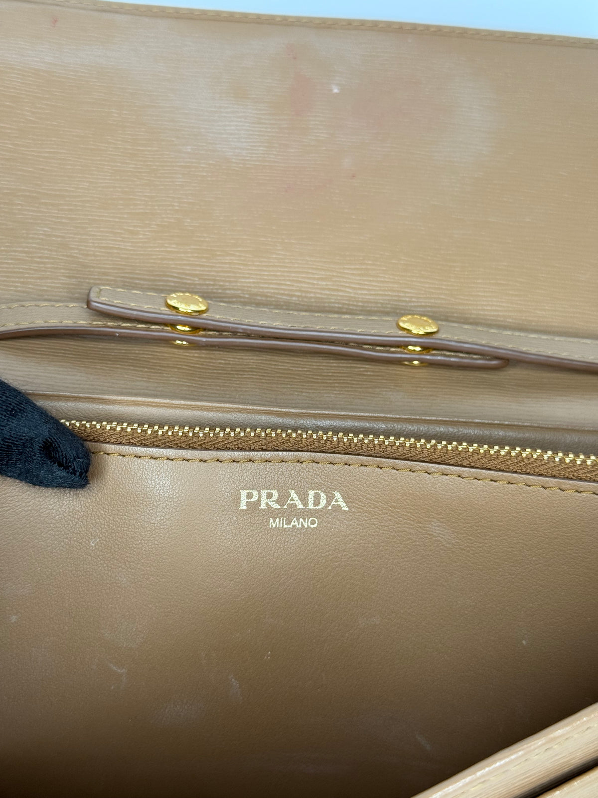 Prada Tan Vitello Move Leather Wallet on Chain
