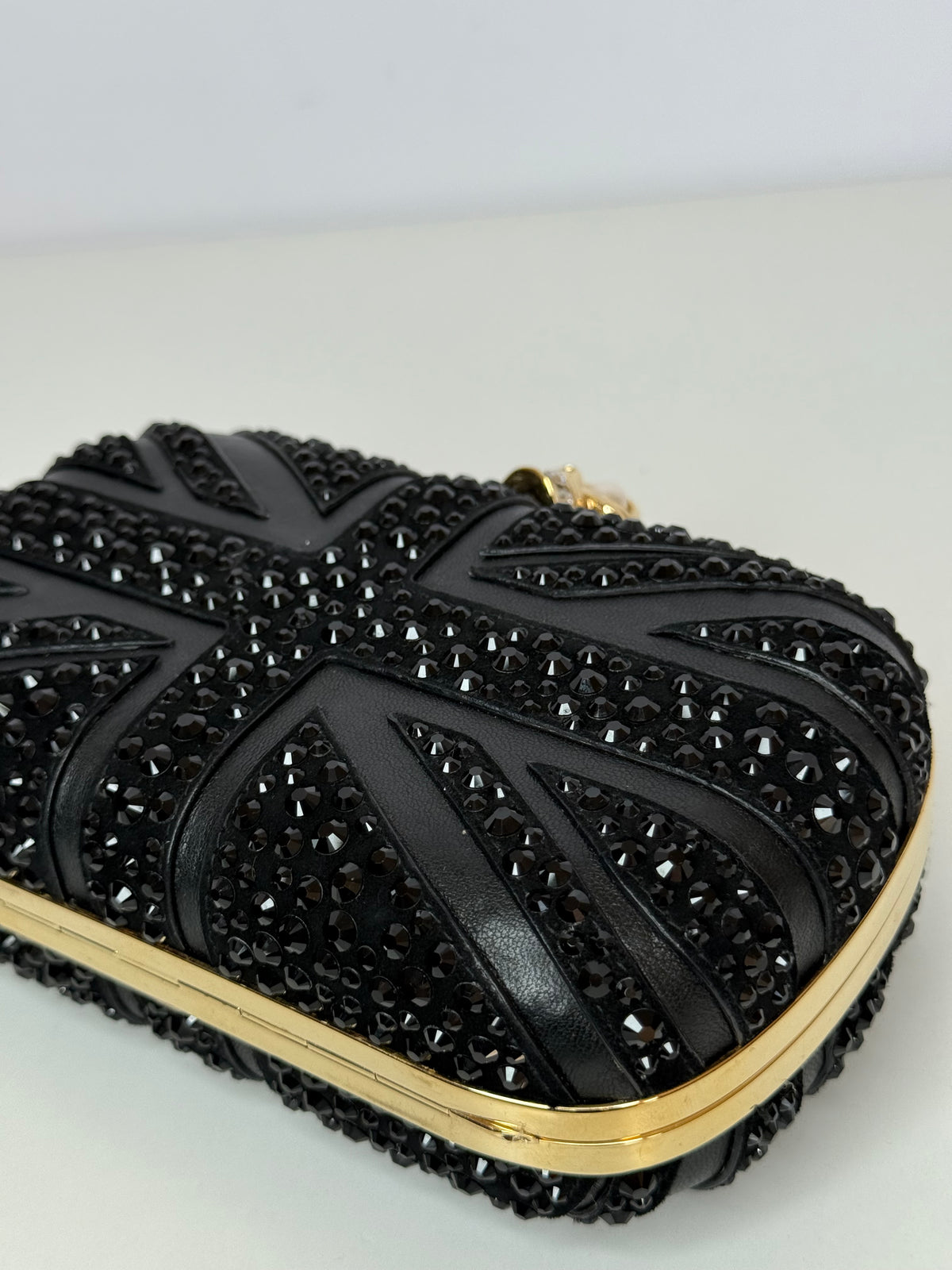 Alexander McQueen Black Nappa Studded Britannia Skull Box Clutch