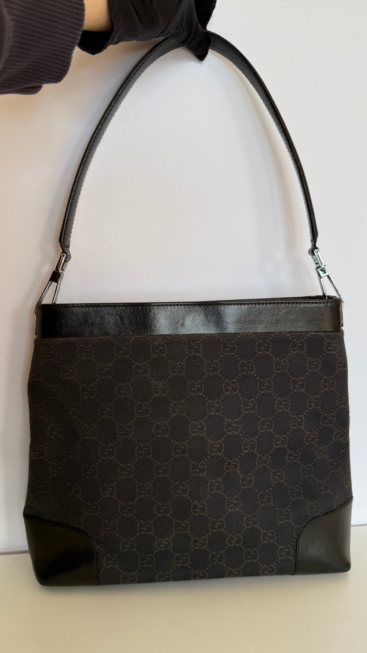 Gucci Black GG Canvas Shoulder Bag
