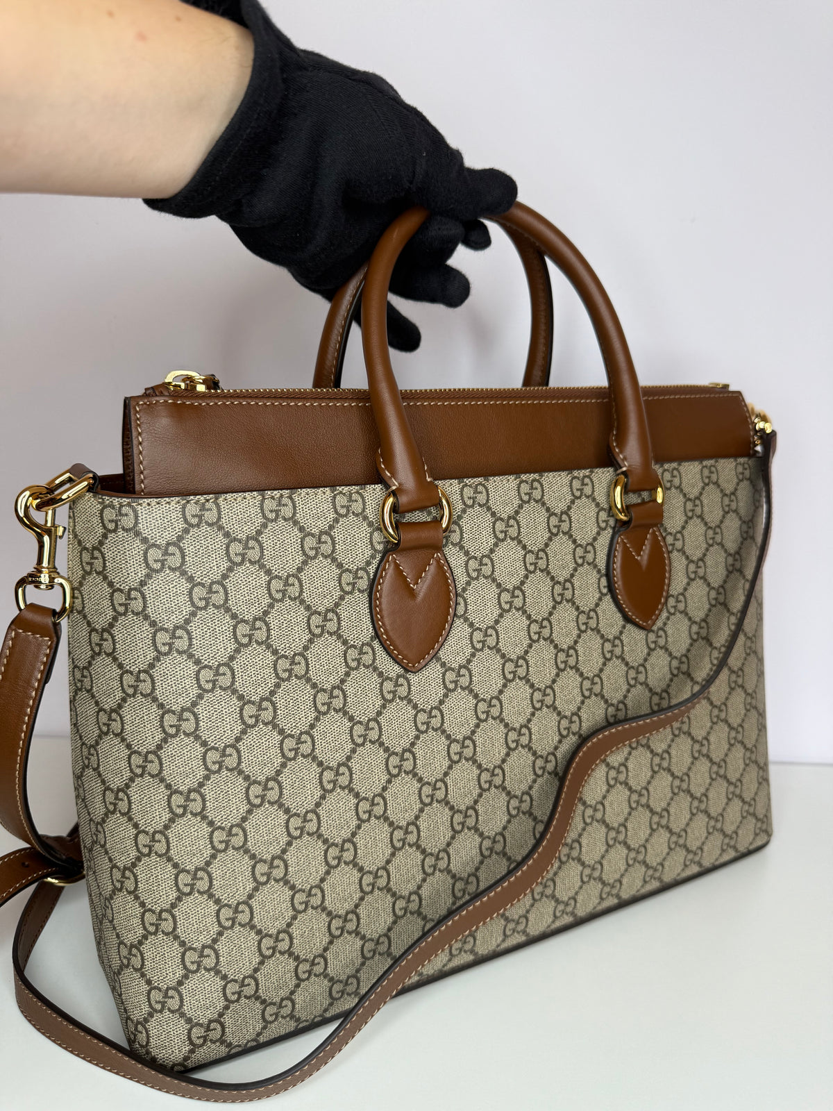 Gucci GG Coated Canvas and Leather Tote Bag