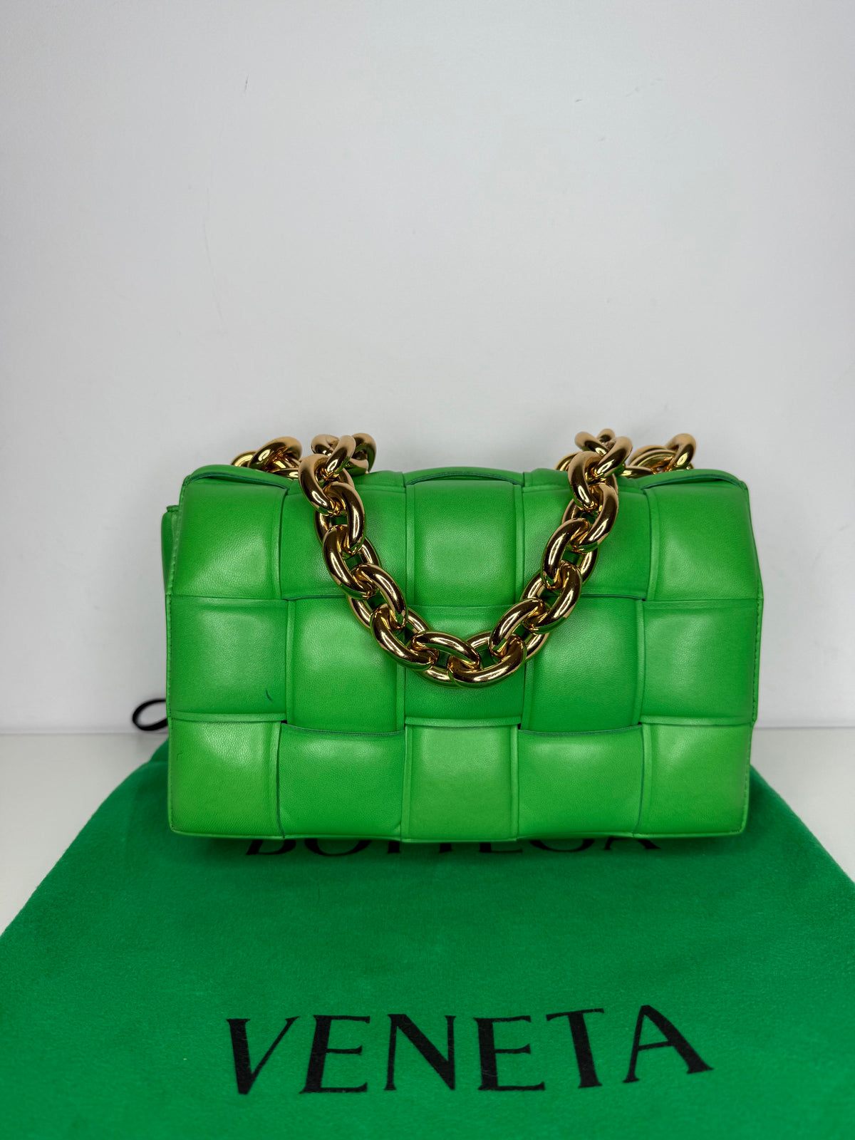 Bottega Veneta Lambskin Maxi Intreccio Padded Chain Cassette Crossbody Bag