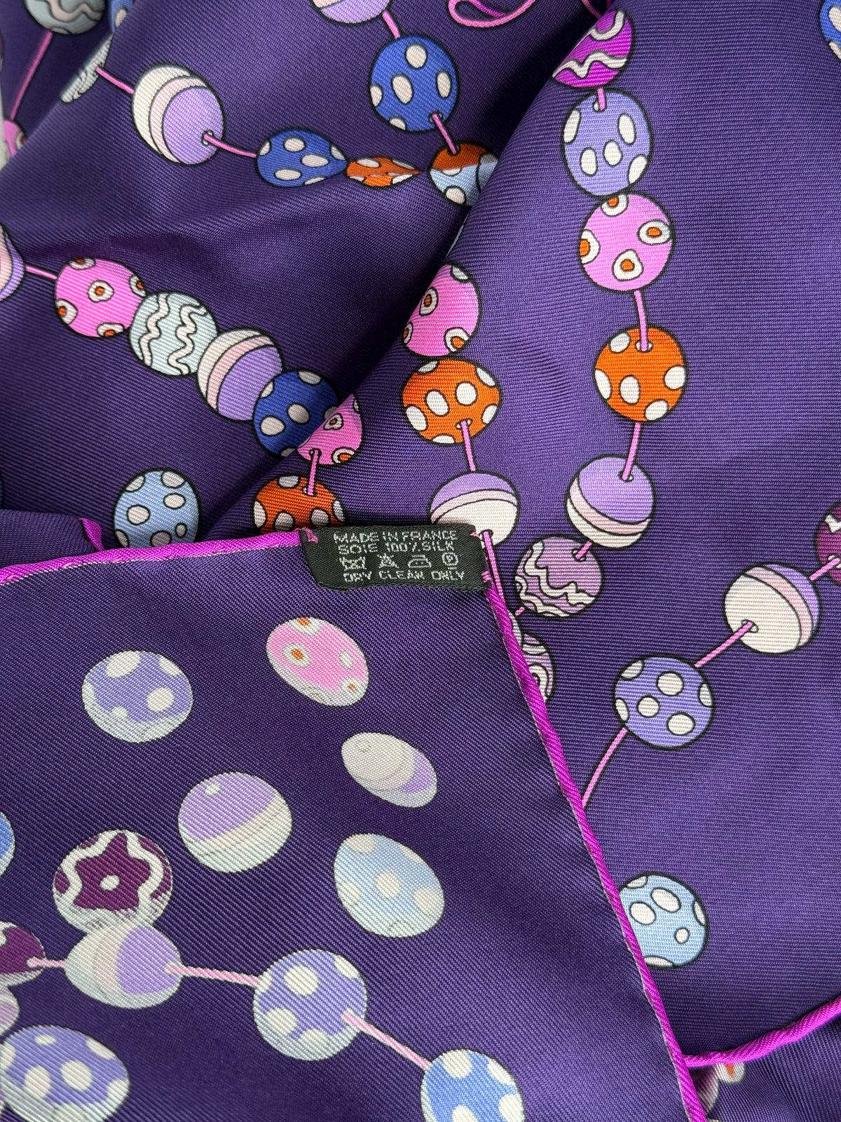 Hermès Silk Scarf Carré Dancing Pearls Virgine Jamin Blue