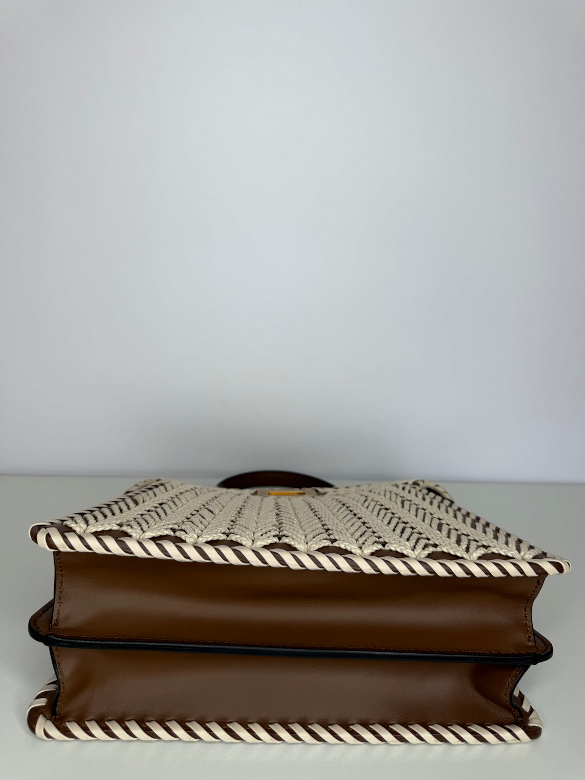 Fendi Peekaboo ISeeU Small Brown Calfskin Waxed Cord Interlacing