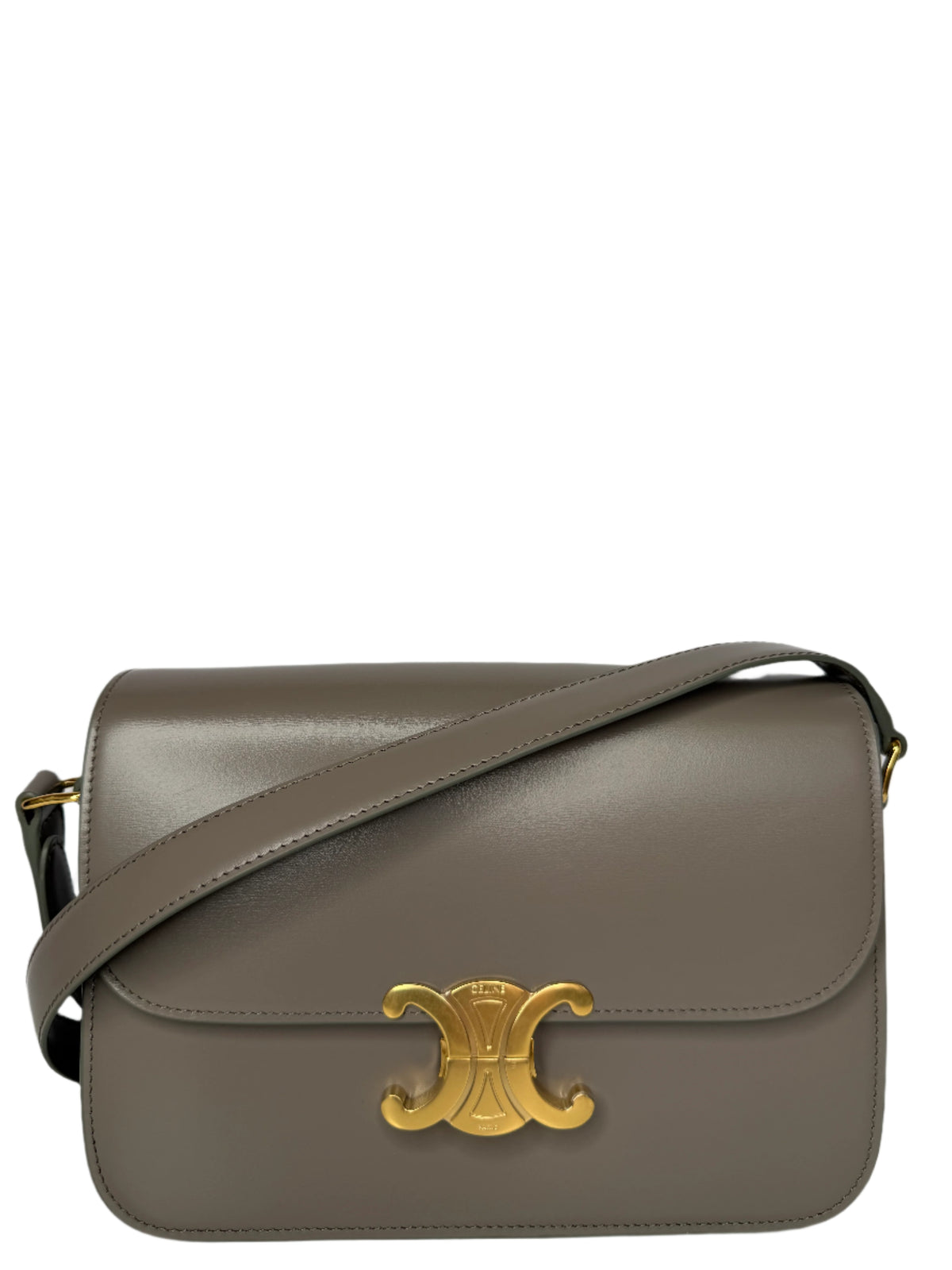 Celine Classique Triomphe Bag Taupe Shiny Calfskin