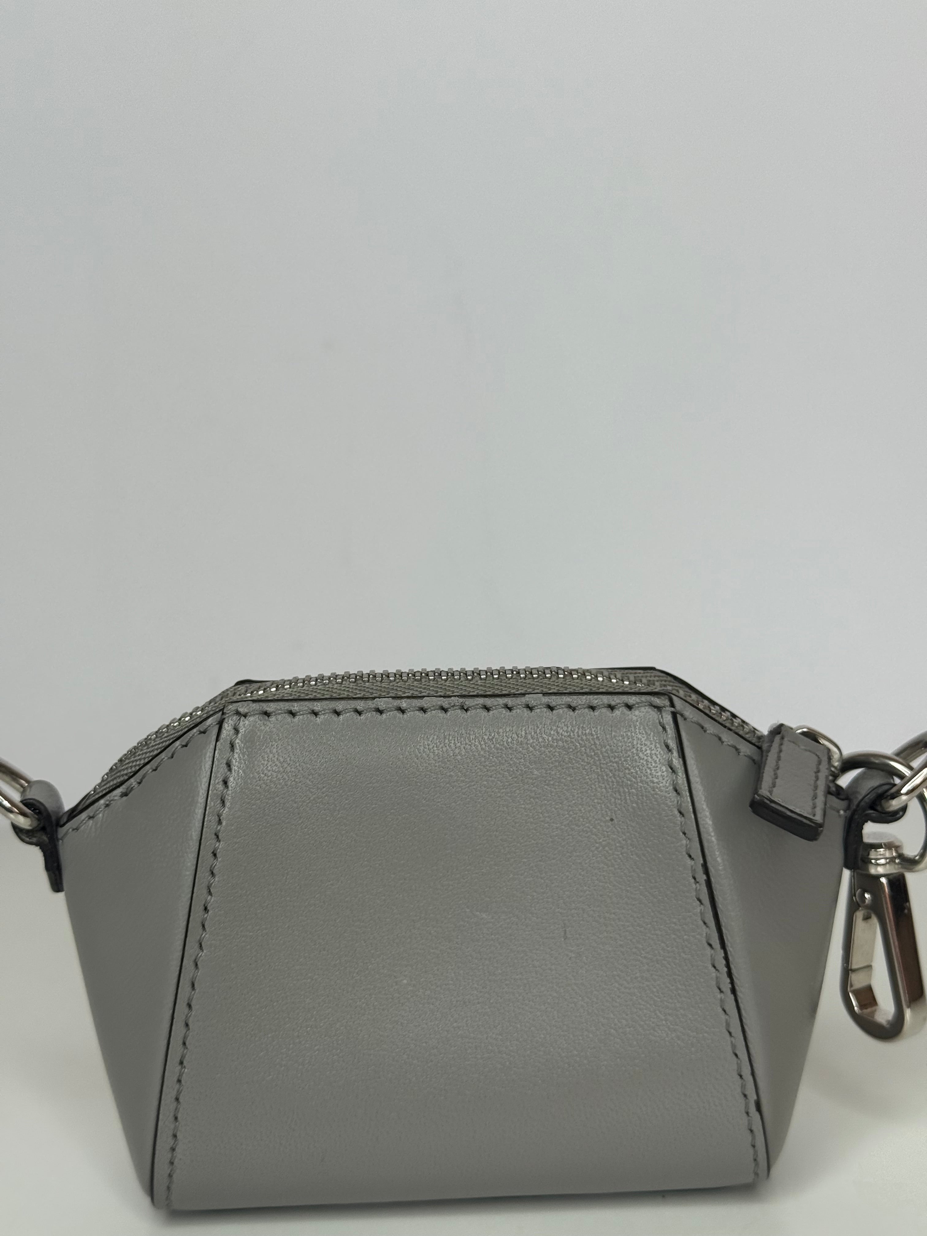 Givenchy Baby Antigona Grey Leather with Chain Mini Bag/Charm