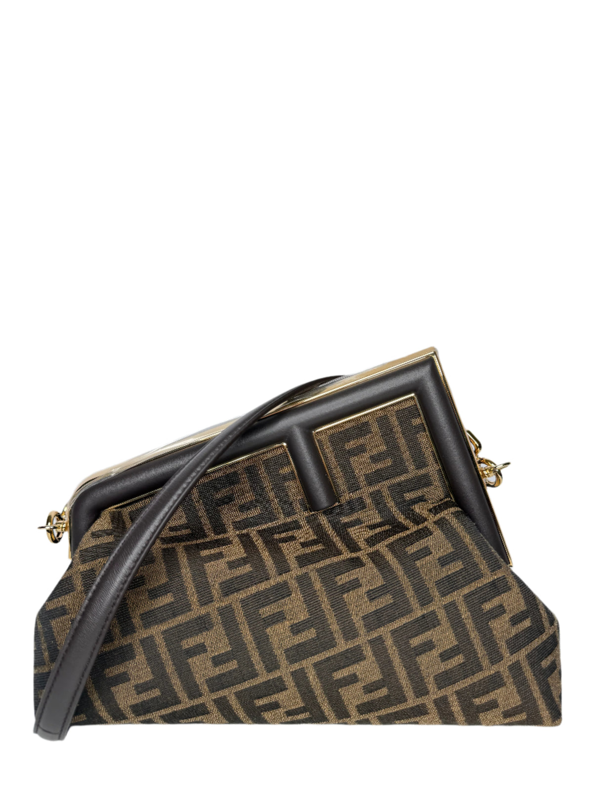 Fendi First Midi Brown FF Jacquard Bag