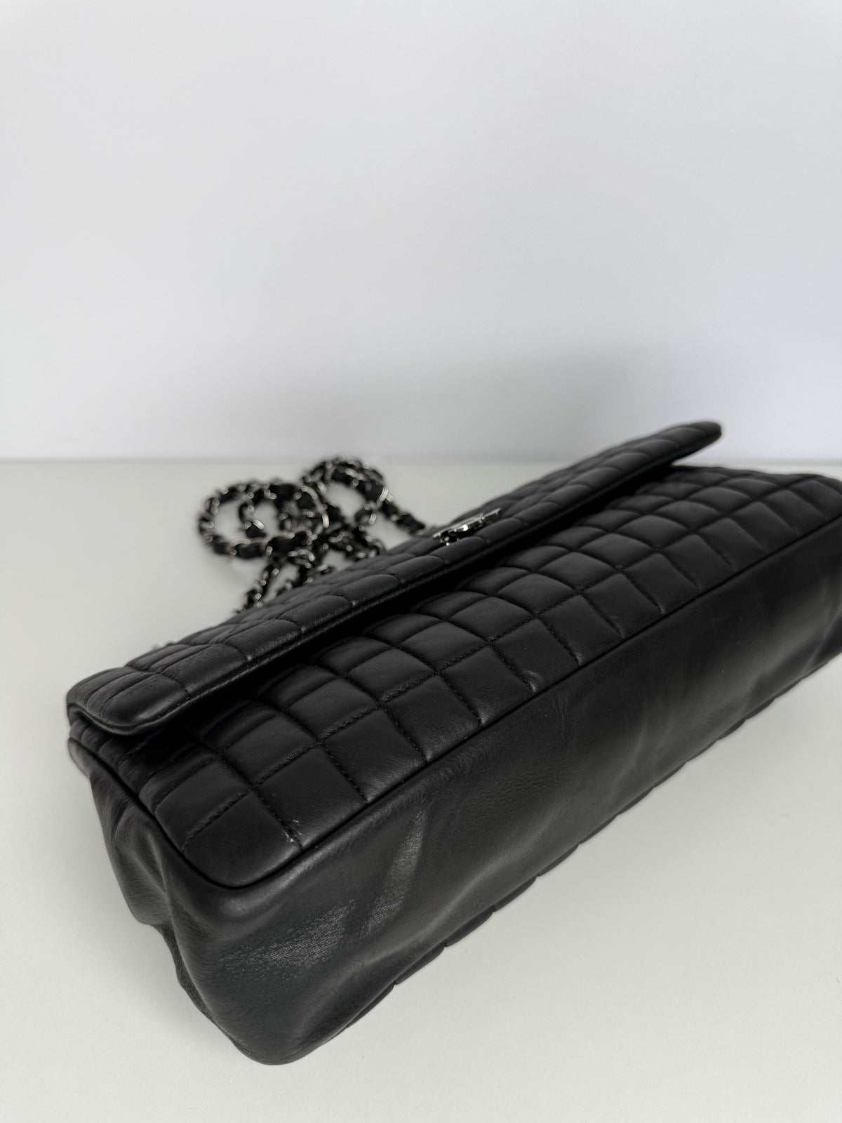 Chanel CC Lock Bubble Quilted Iridescent Calfskin East West Flap