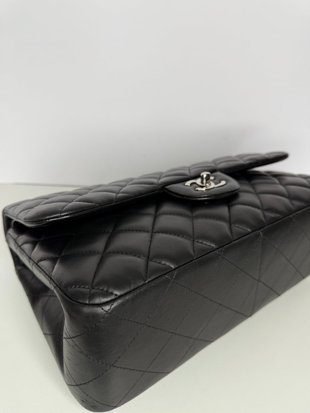 Chanel Classic Jumbo Double Flap Black Lambskin Shoulder Bag