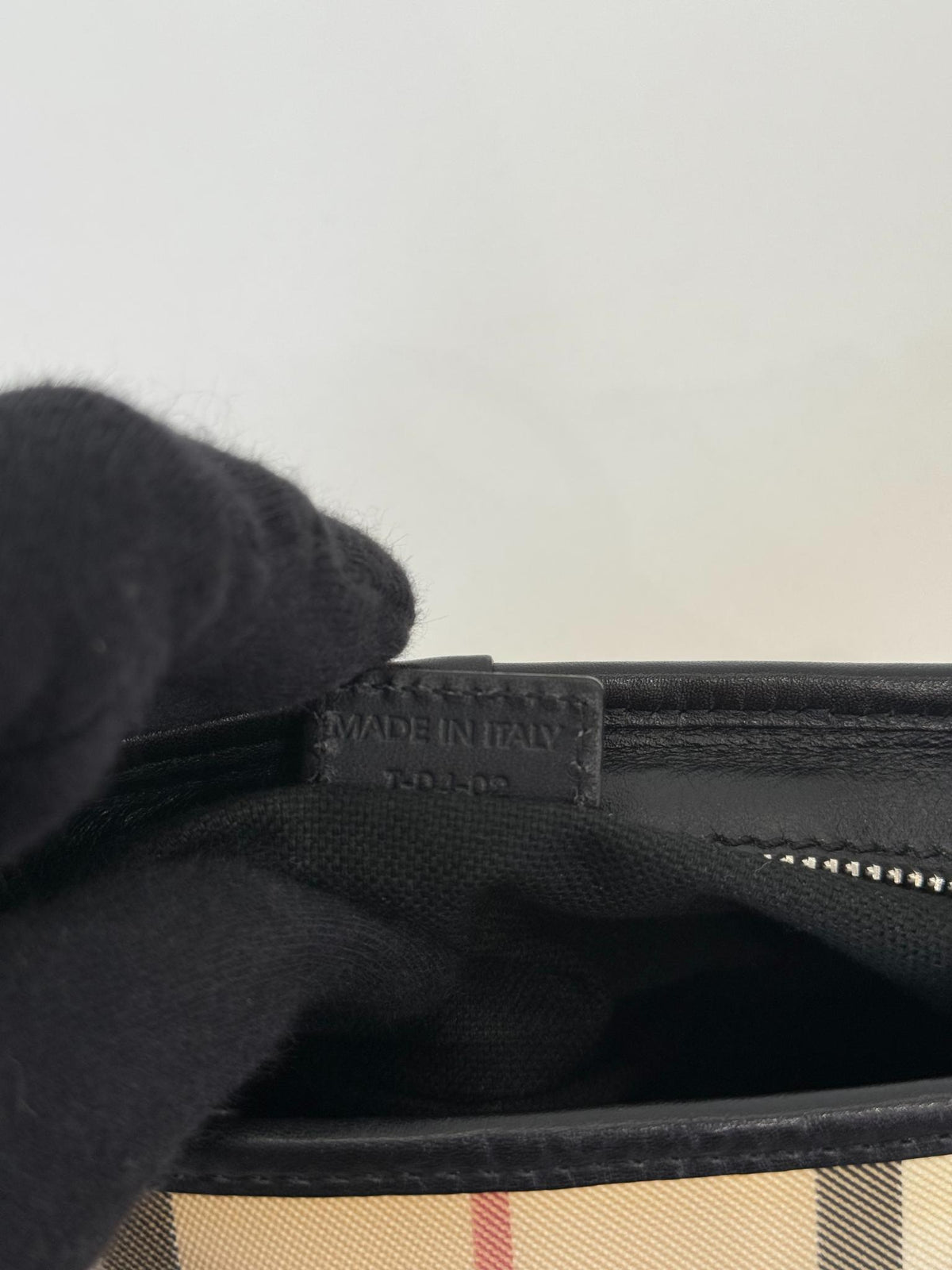 Burberry Black/Beige House Check PVC and Leather Pochette Bag