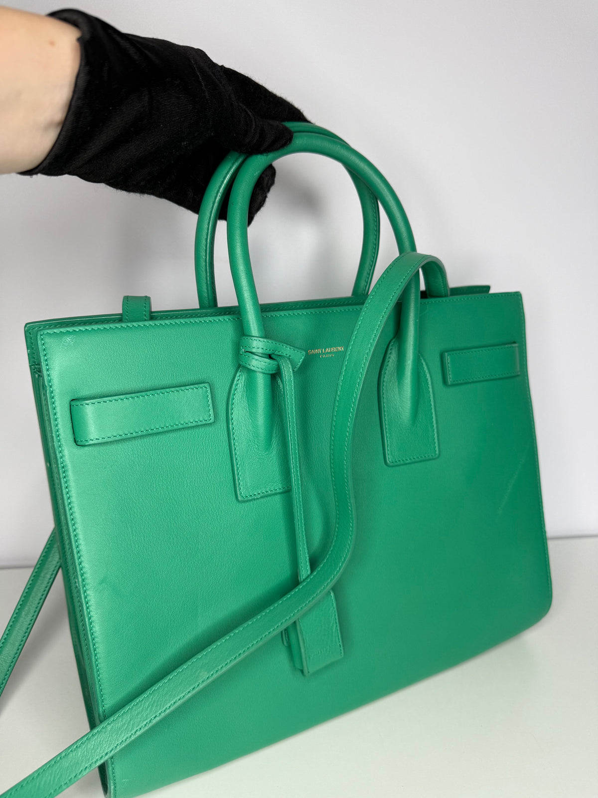 Saint Laurent Small Sac de Jour Green Smooth Calfskin Leather