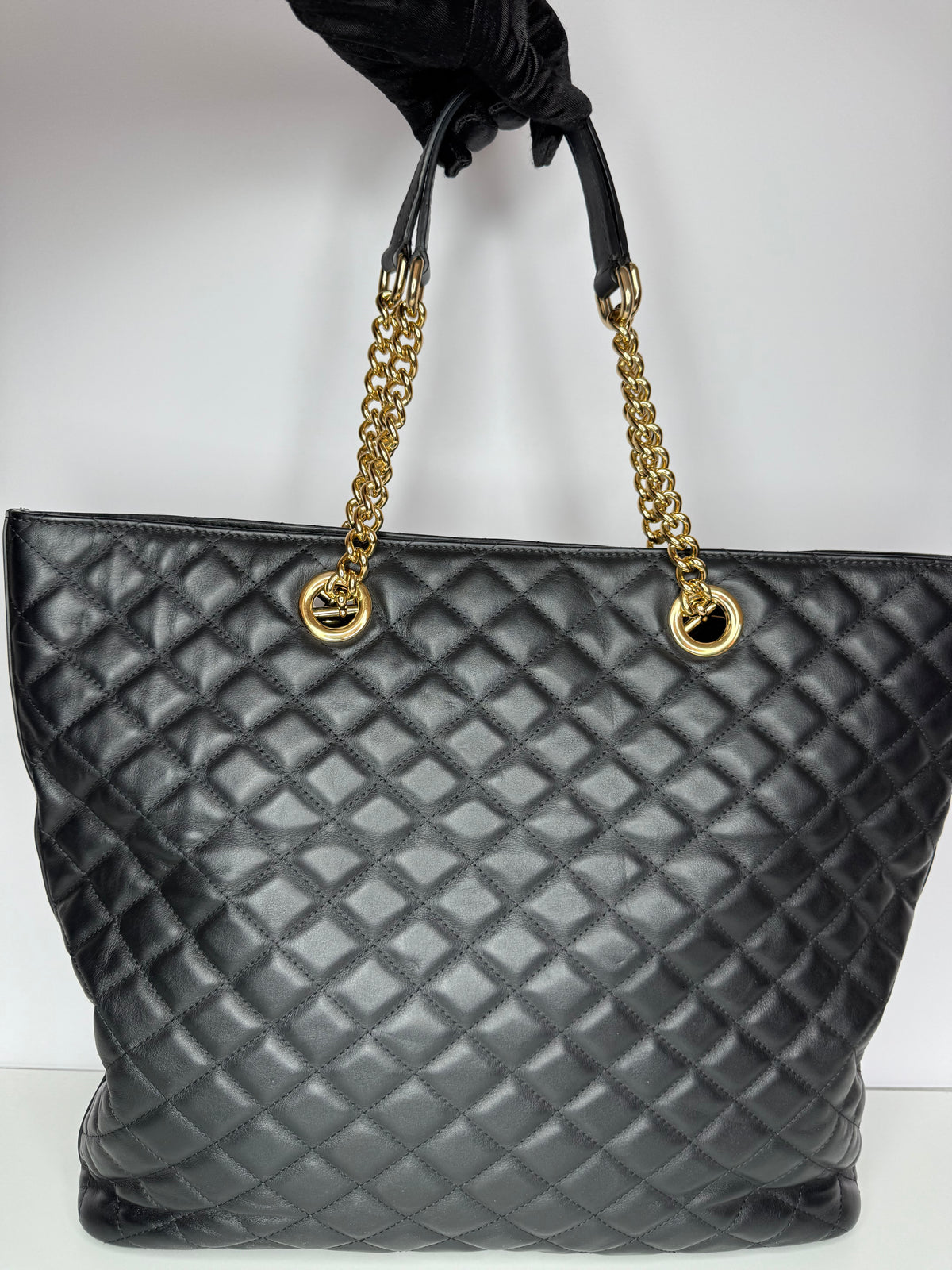 Dolce Gabbana Black Calfskin Quilted Tote Bag