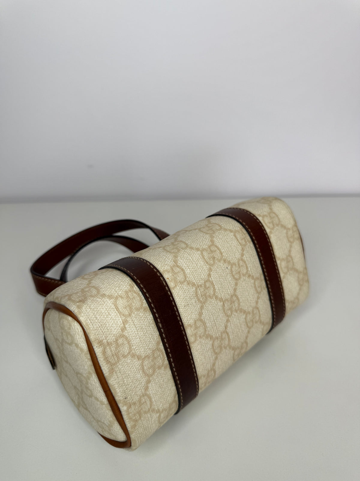 Gucci White GG Coated Canvas Mini Joy Boston Bag