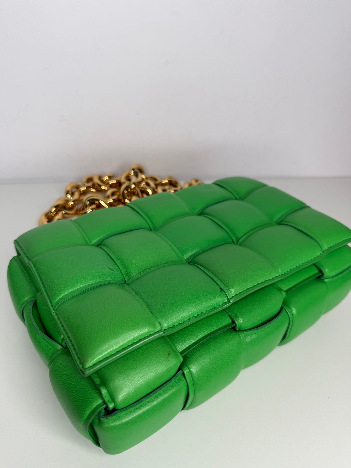 Bottega Veneta Lambskin Maxi Intreccio Padded Chain Cassette Crossbody Bag