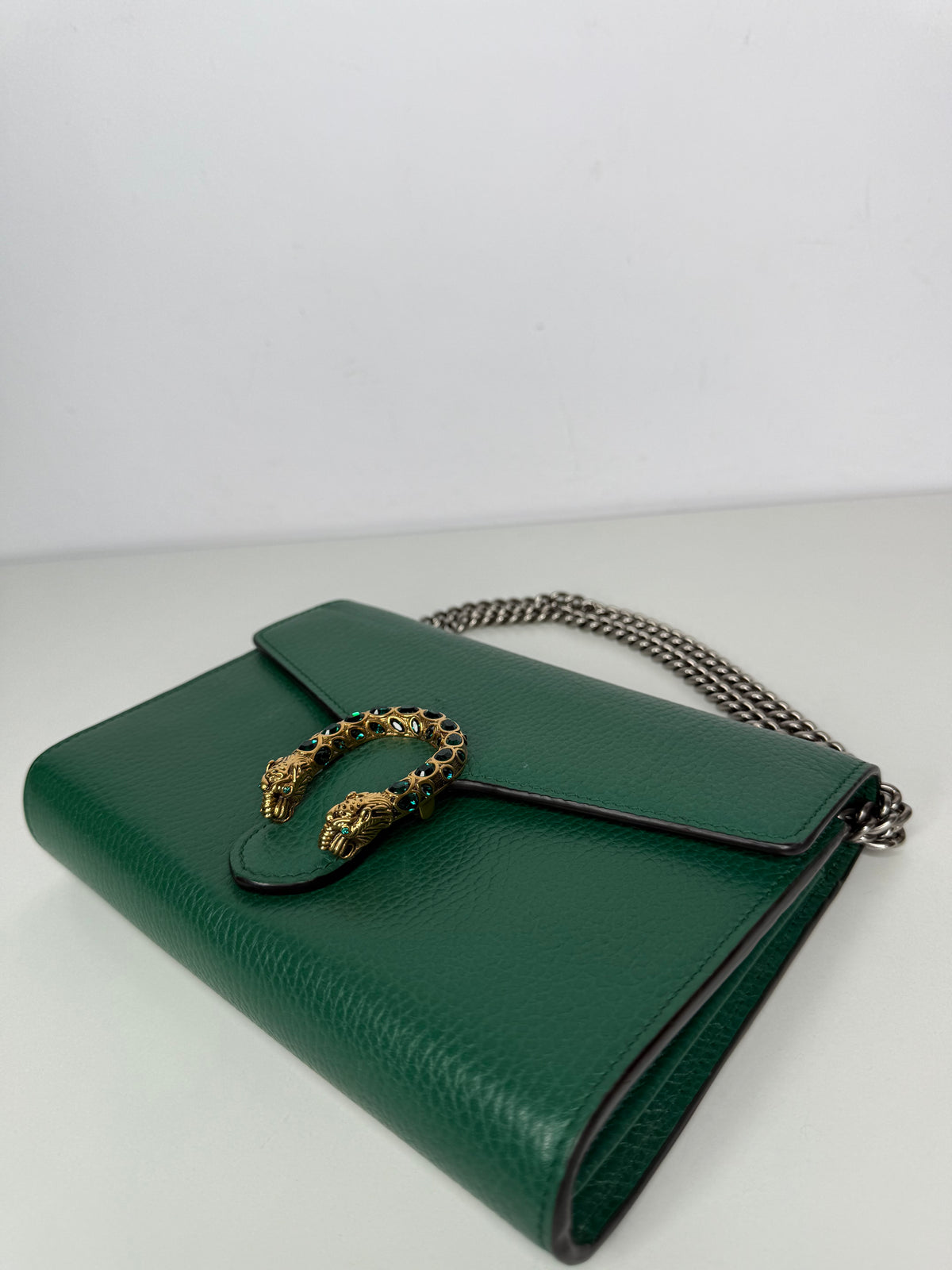 Gucci Emerald Green Leather Dionysus Wallet On Chain