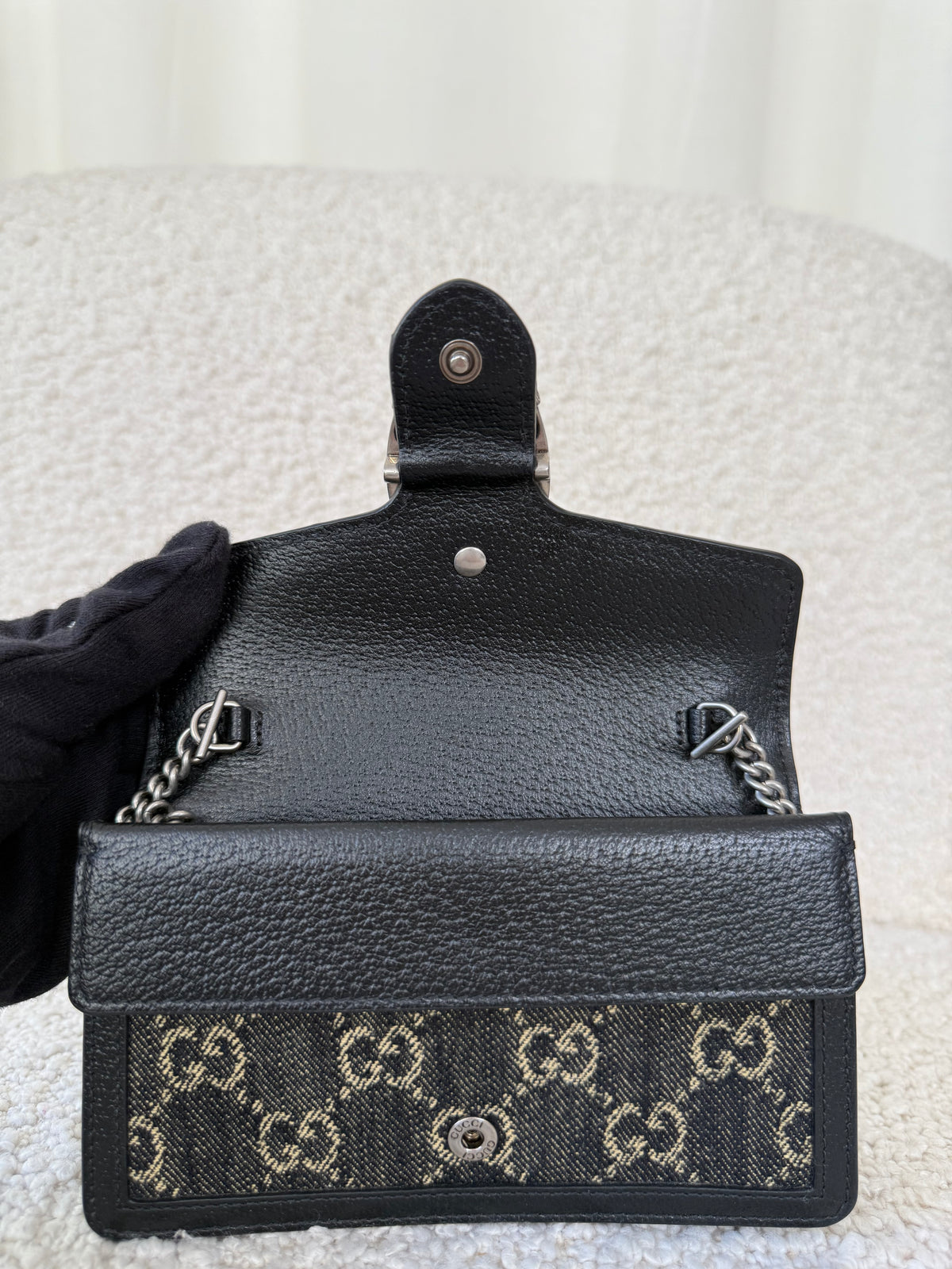 Gucci GG Black Denim Super Mini Dionysus Crossbody Bag