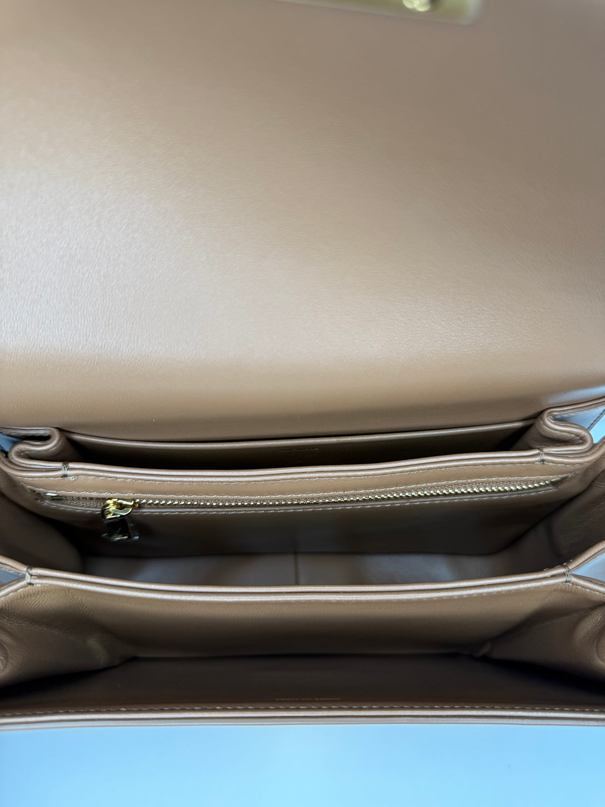 Celine Classique Triomphe Bag In Glazed Brown Shiny Calfskin