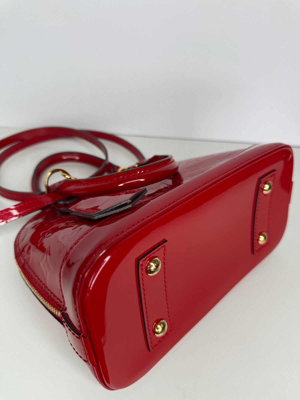 Louis Vuitton Alma BB Red Monogram Vernis Leather