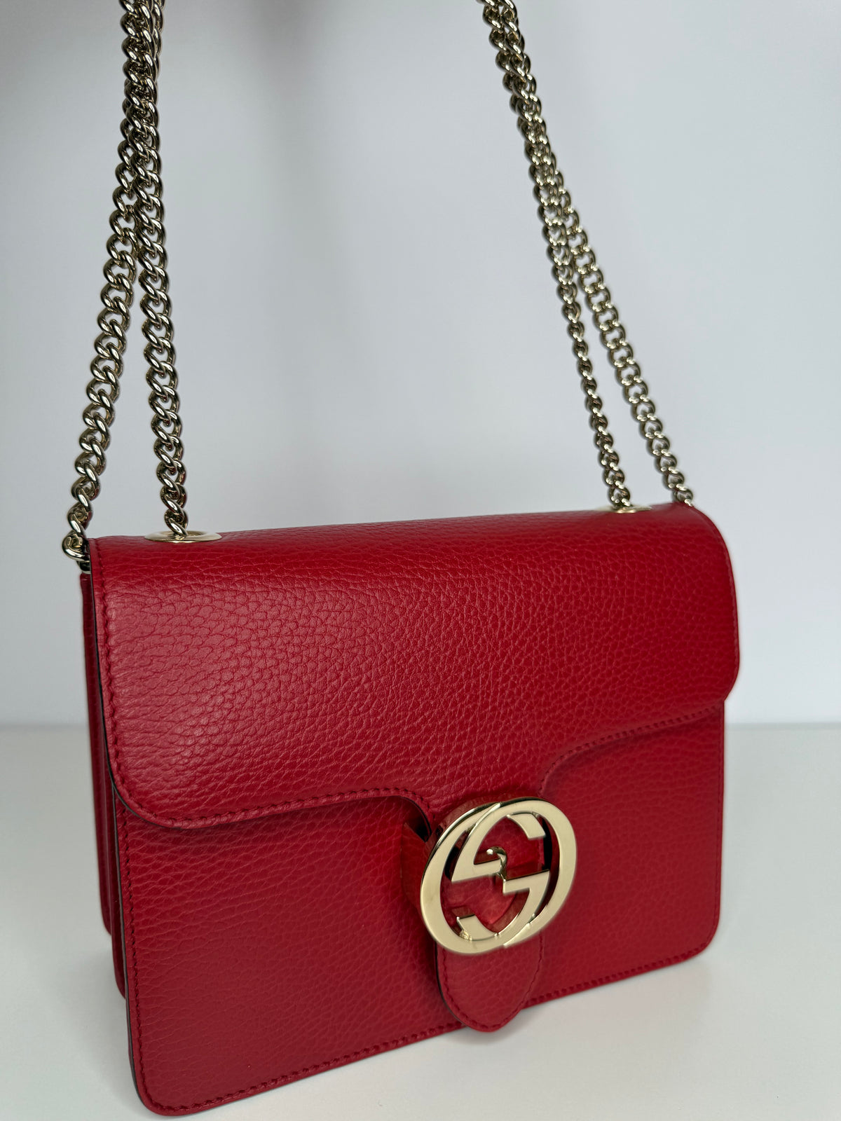 Gucci Red Dollar Calfskin Small Interlocking G Shoulder Bag