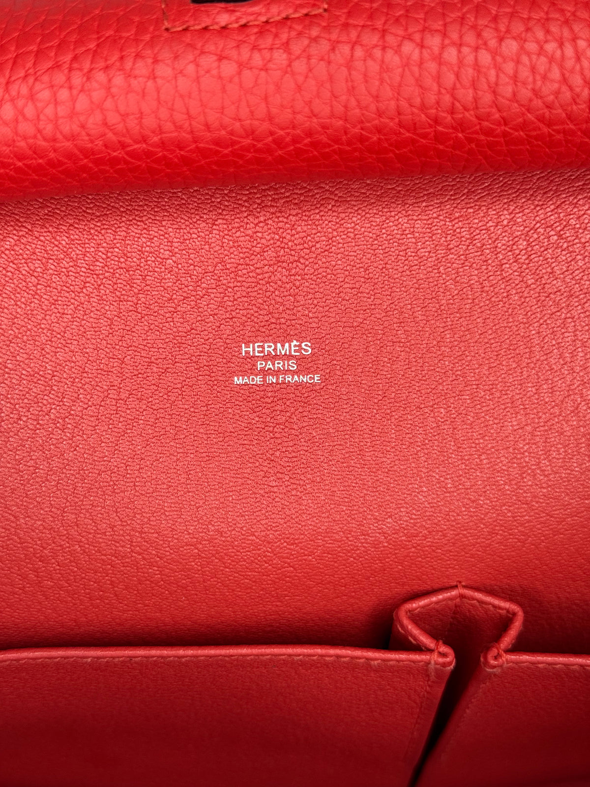 Hermes Jypsiere 28 Rouge Casaque Clemence Leather Palladium Hardware