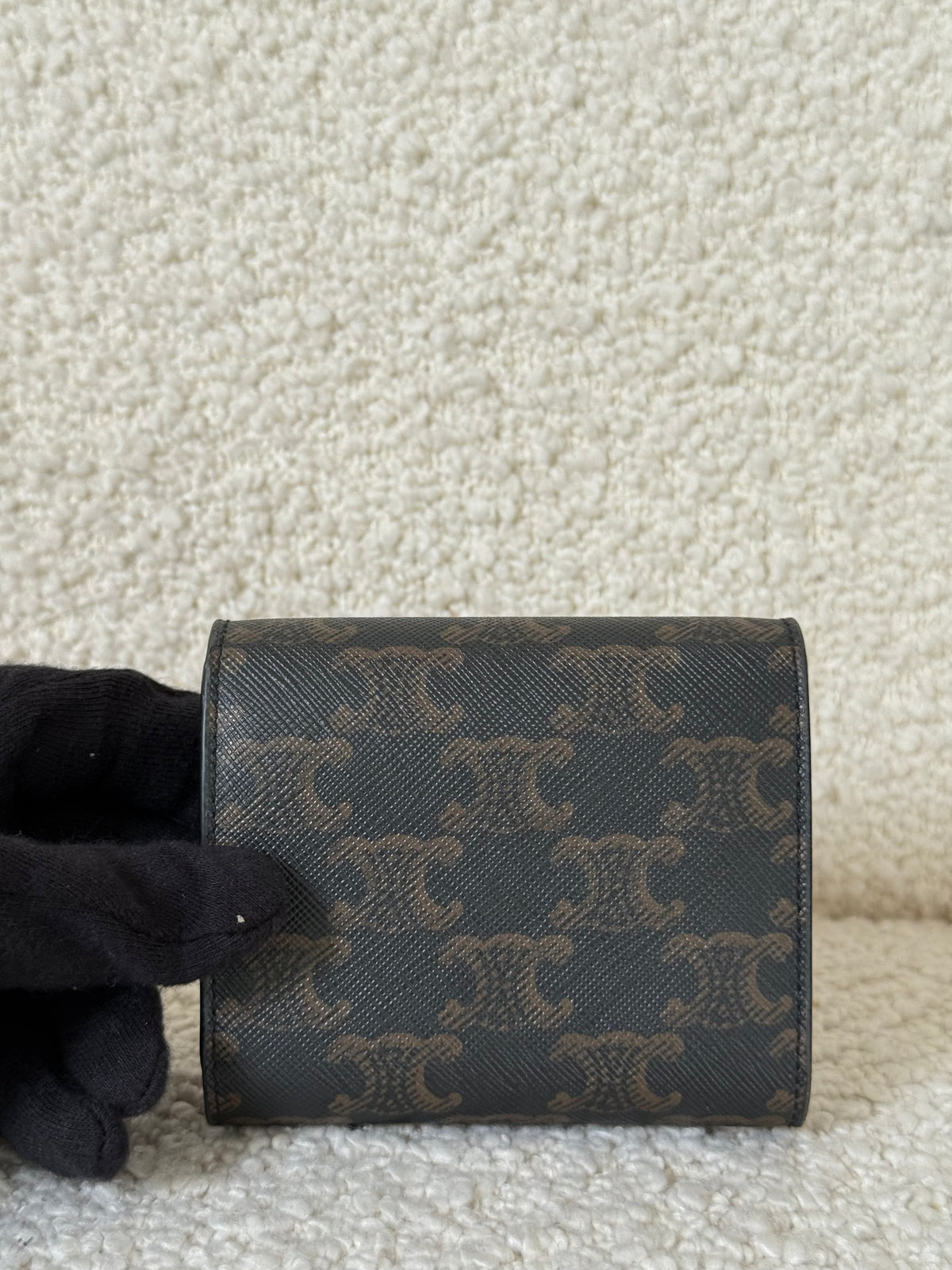 Celine Small Flap Wallet Triomphe In Triomphe Canvas Tan
