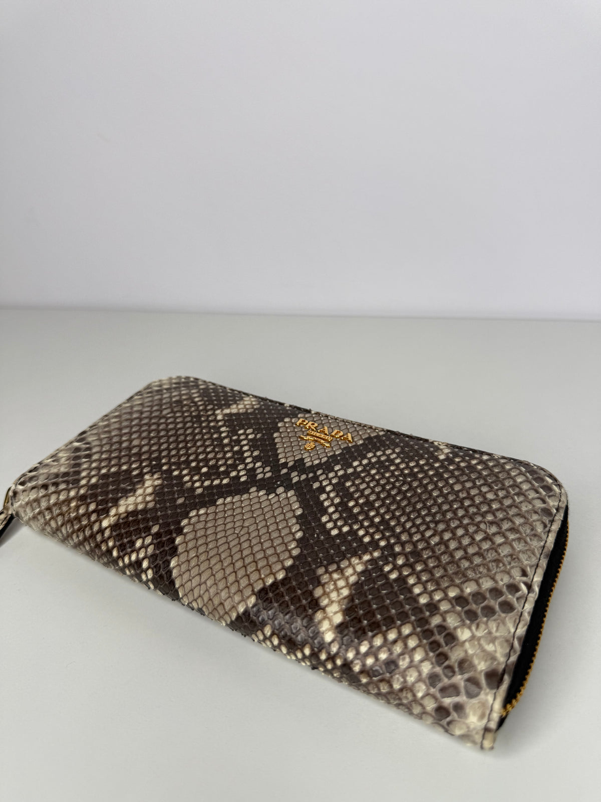 Prada Beige Python Leather Continental Wallet