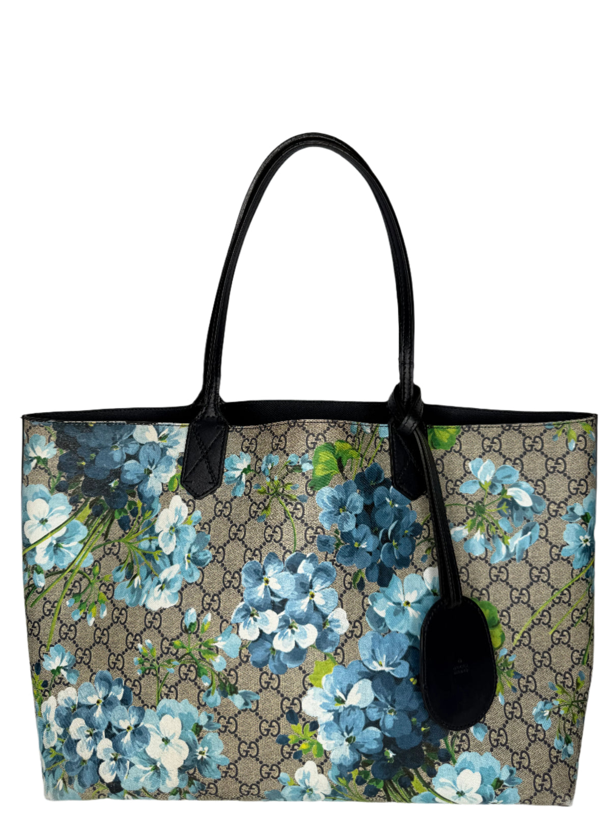 Gucci Blue GG Supreme Canvas Medium Blooms Reversible Tote