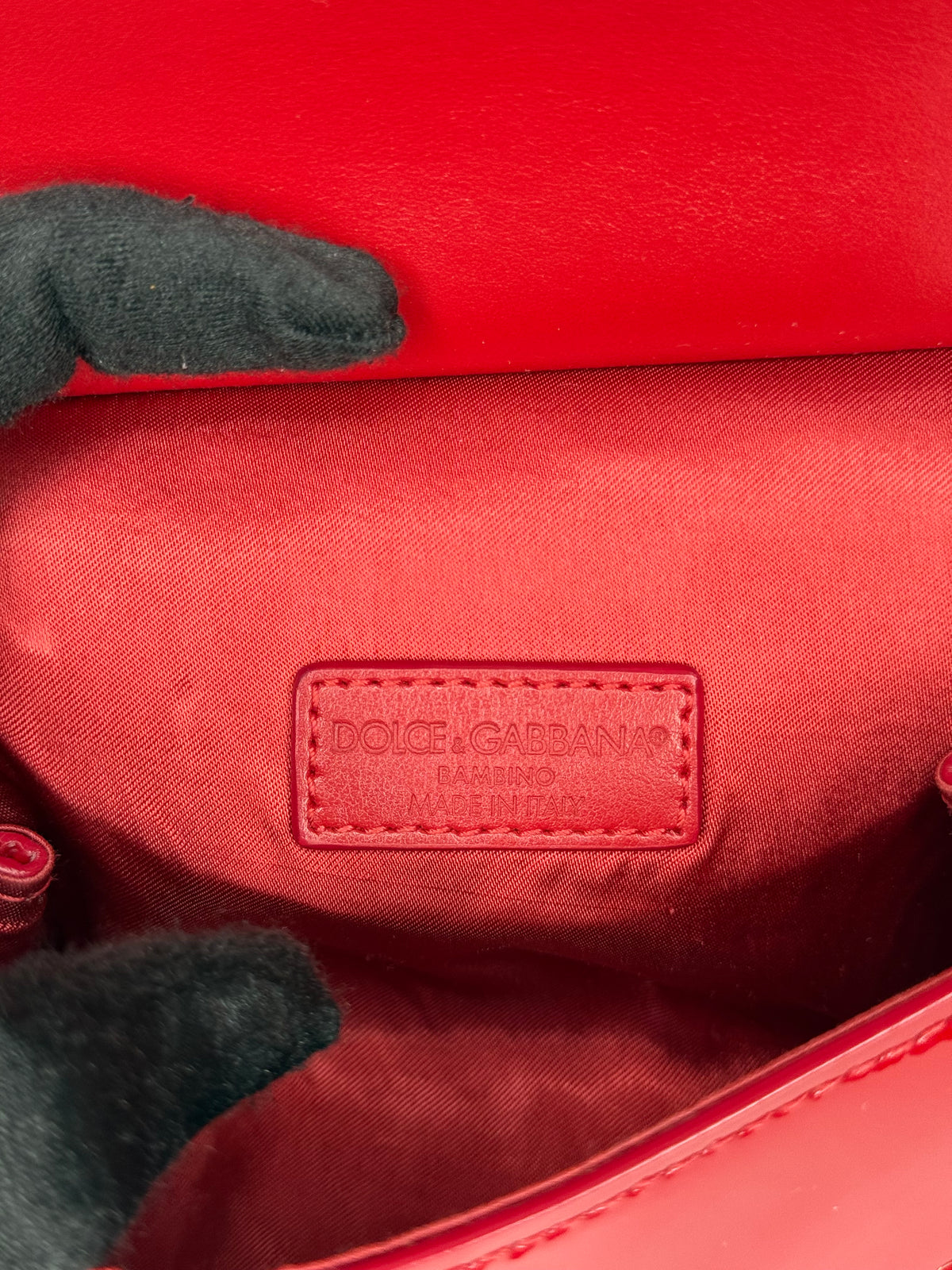 Dolce Gabbana Bambino Mini Sicily Red Patent Leather Crossbody Bag